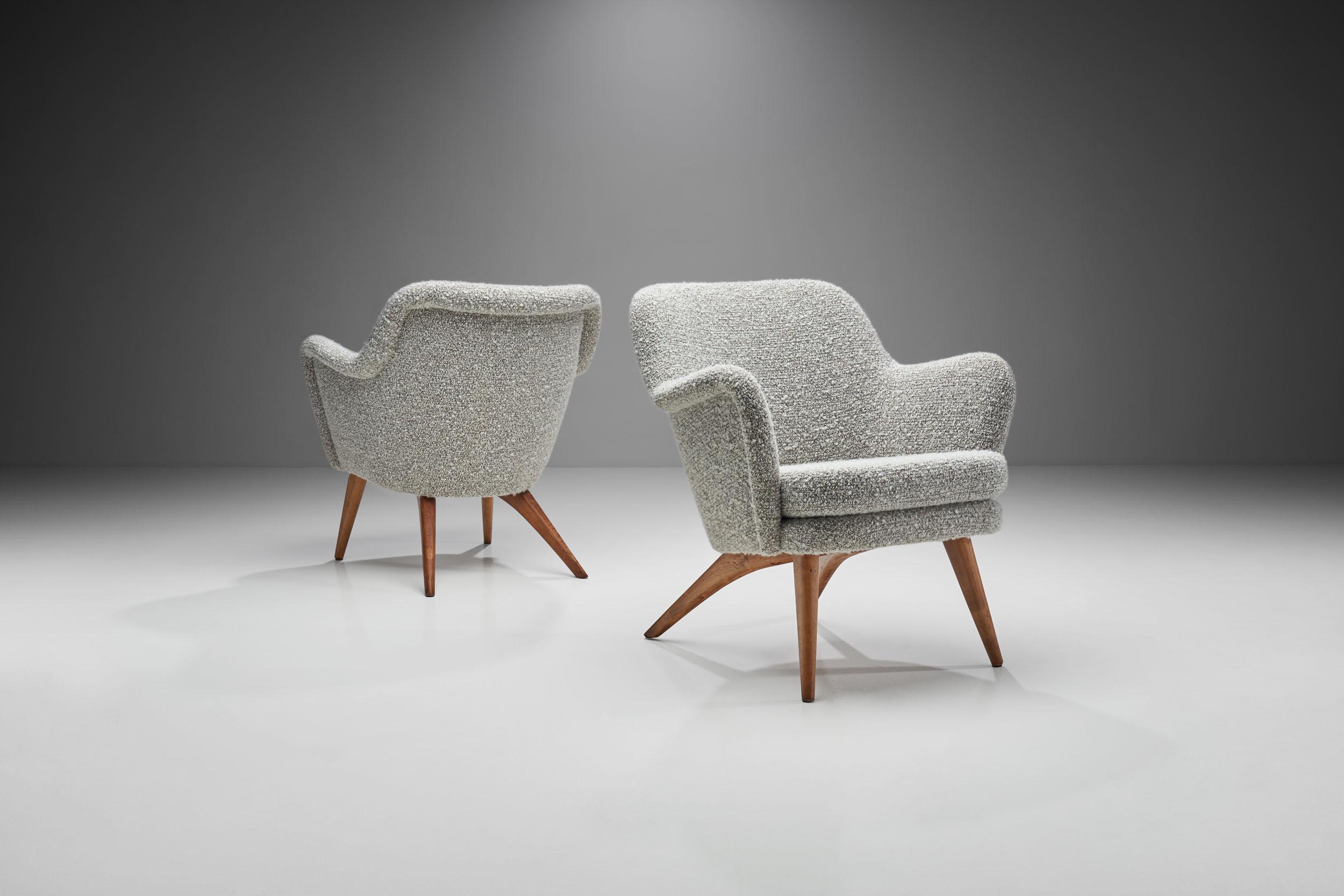 These “Pedro” armchairs show the homely curviness that defined the design of the 1950s. Hiort af Ornäs developed the model for his own furniture company, Puunveisto Oy.

The Pedro model has a soft, sculptural shape paired with an ergonomic