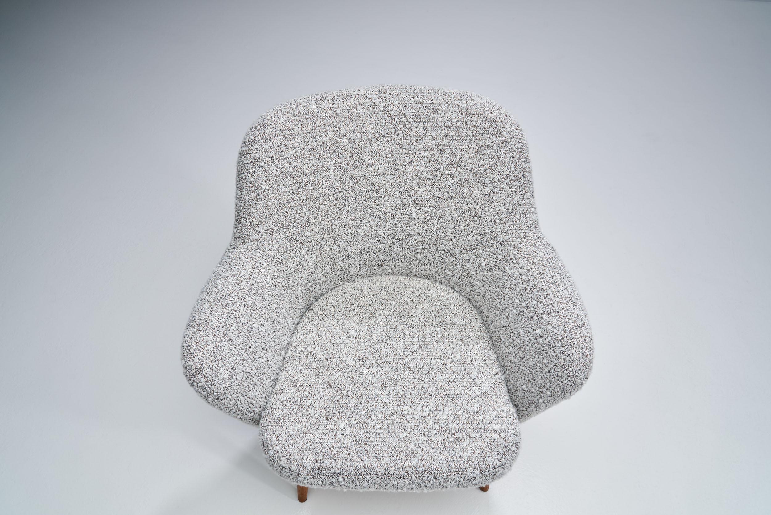 Bouclé Pair of “Pedro” Armchairs by Carl Gustaf Hiort, Finland 1950s For Sale