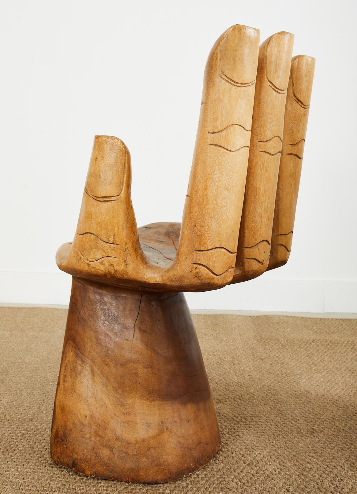 Pair of Pedro Friedeberg Inspired Carved Hardwood Hand Chairs 3