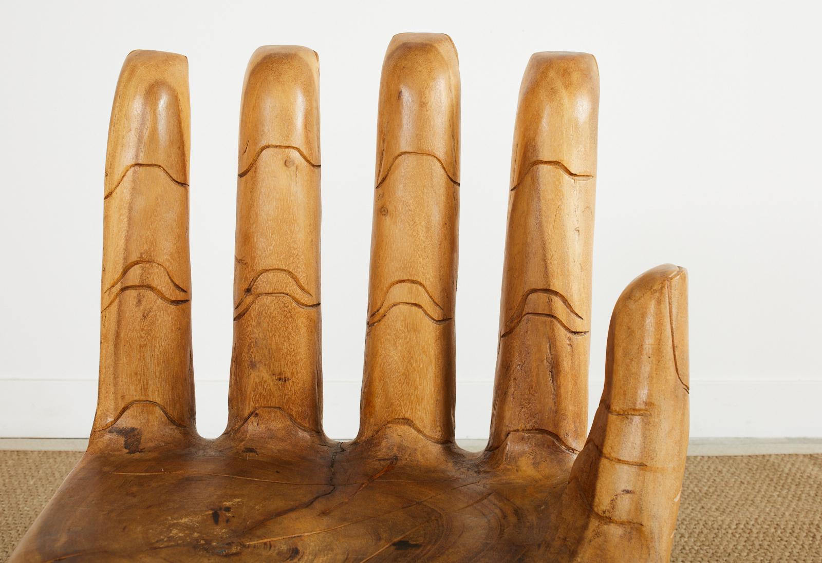 Pair of Pedro Friedeberg Inspired Carved Hardwood Hand Chairs 5