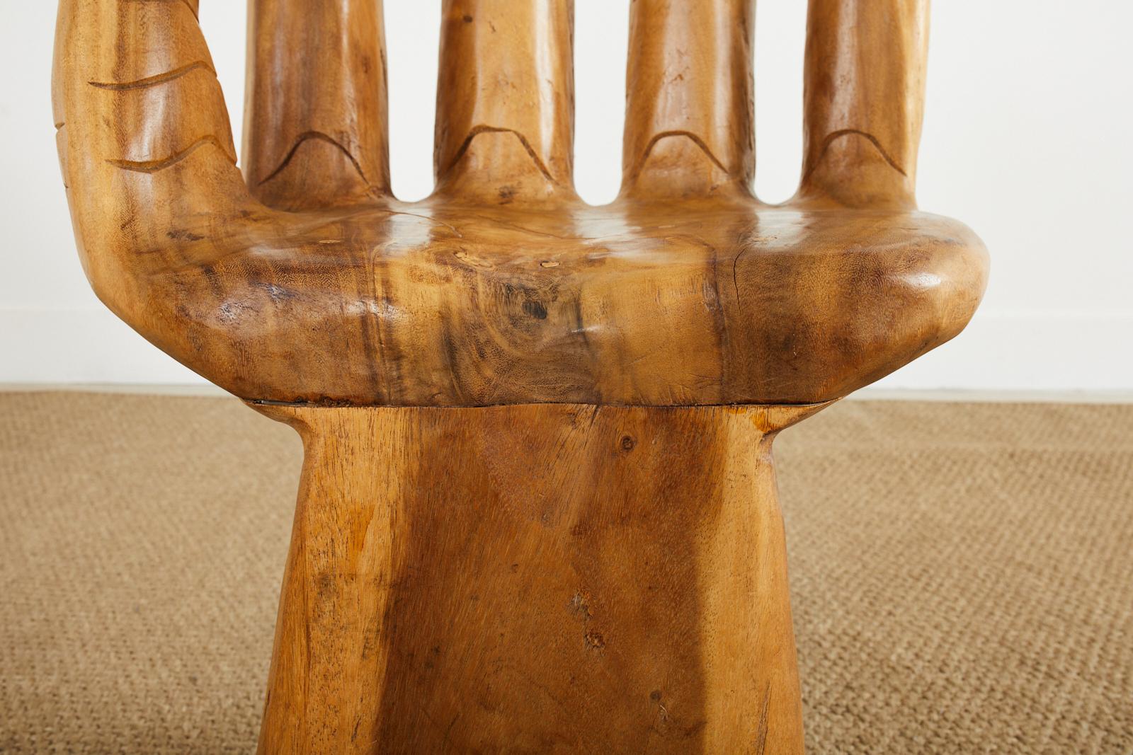 Pair of Pedro Friedeberg Inspired Carved Hardwood Hand Chairs 11