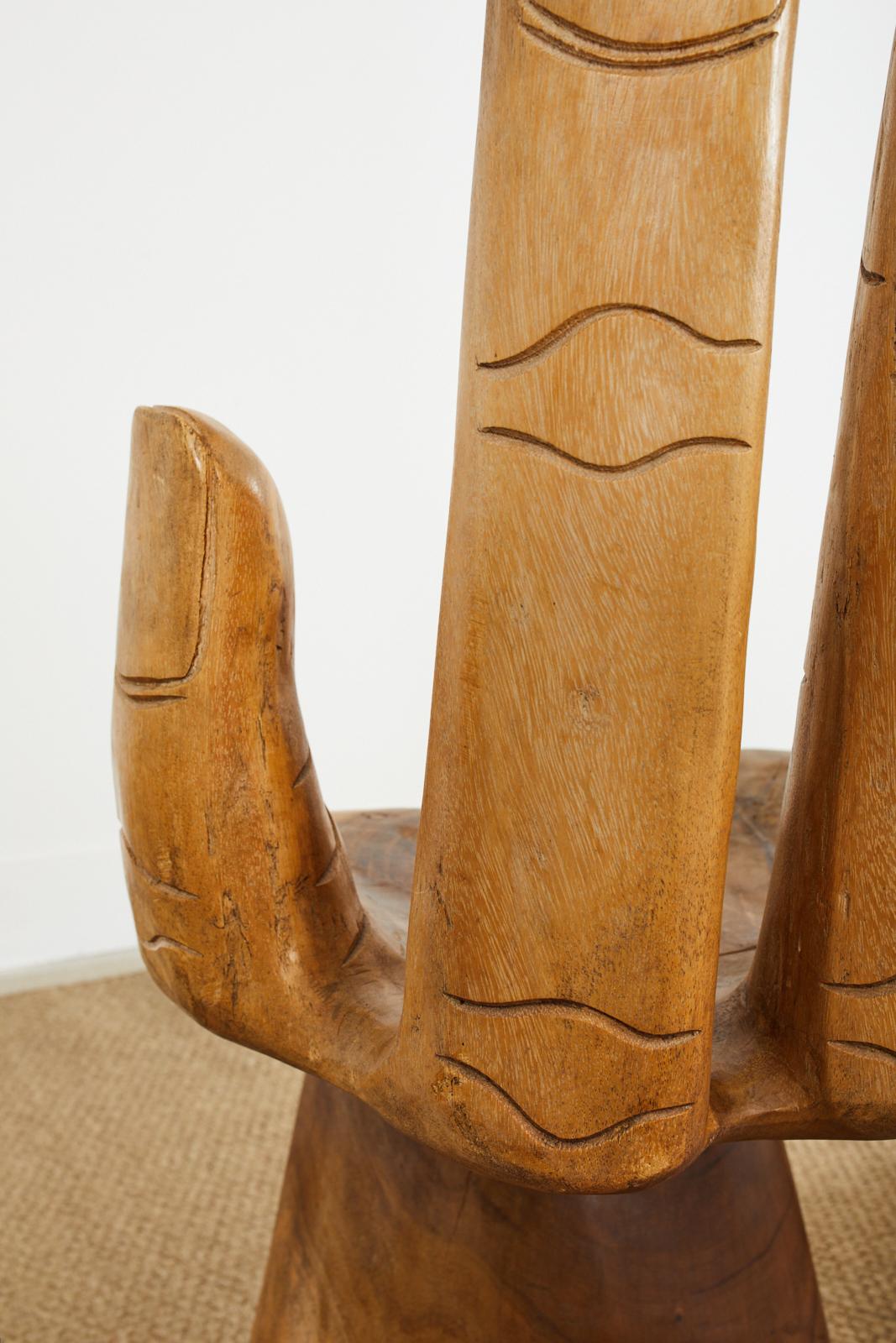 Pair of Pedro Friedeberg Inspired Carved Hardwood Hand Chairs In Good Condition In Rio Vista, CA