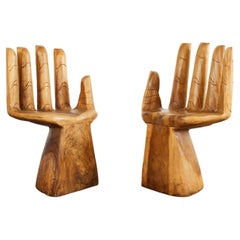 Pair of Pedro Friedeberg Inspired Carved Hardwood Hand Chairs