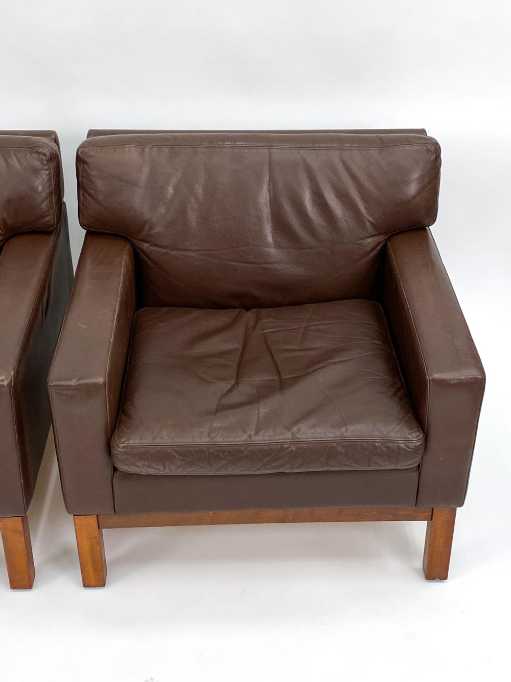 20th Century Pair of Peem Finland Beech & Leather Club Chairs  For Sale