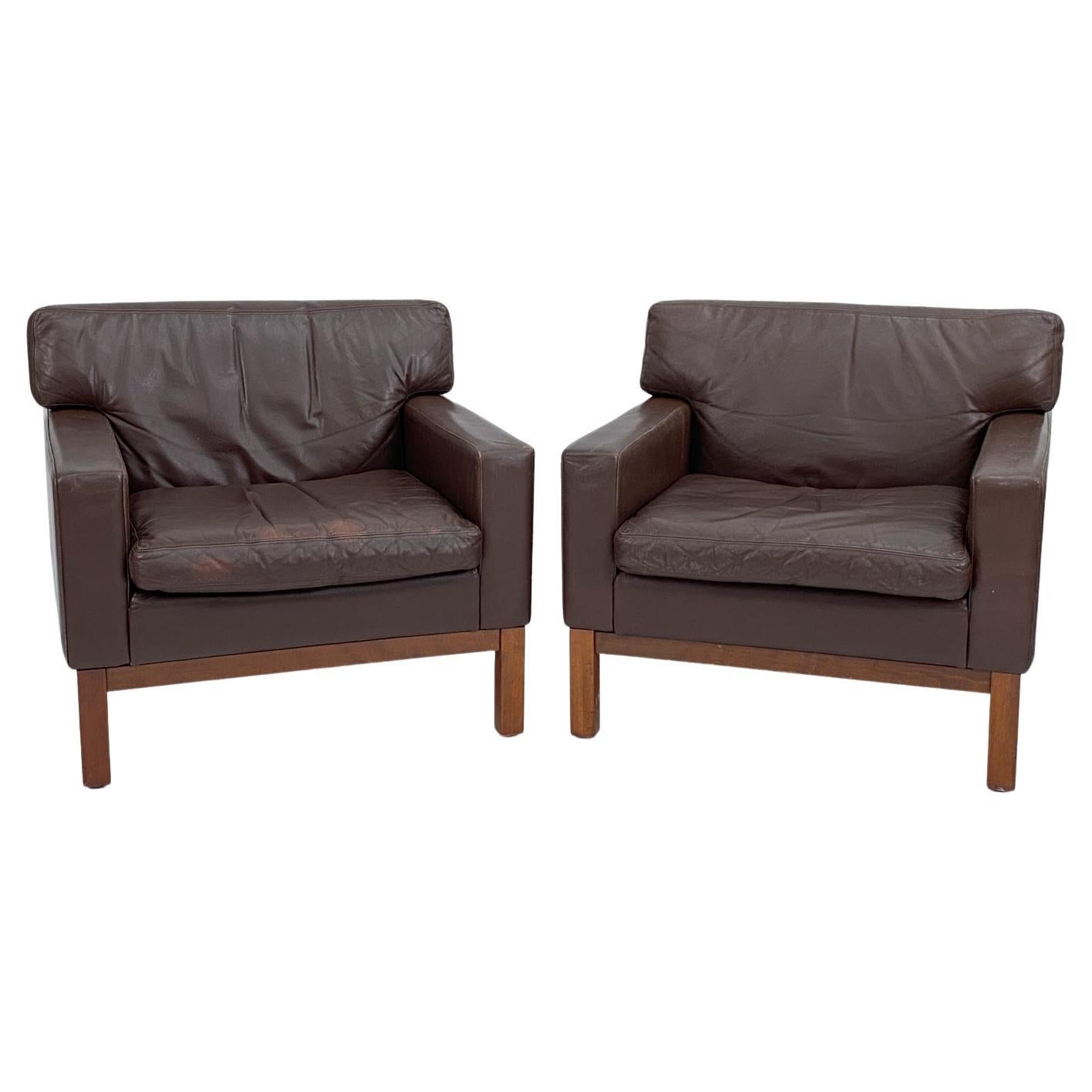 Pair of Peem Finland Beech & Leather Club Chairs  For Sale