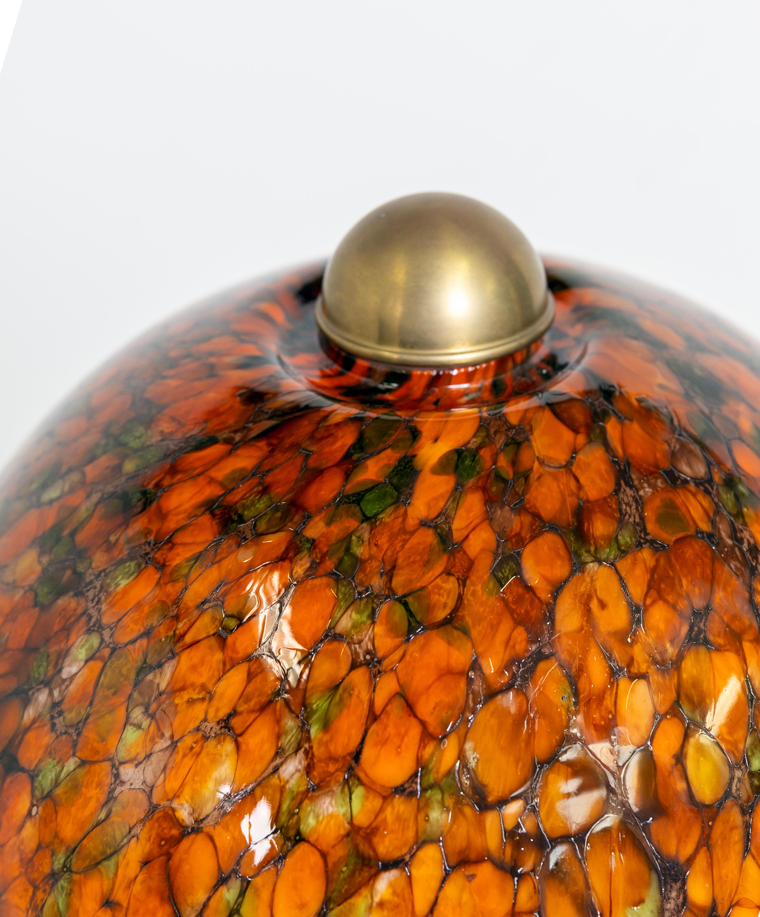 Pair of Peil & Putzler Glass and Brass Table Lamps, Germany 1970s, Murano For Sale 8