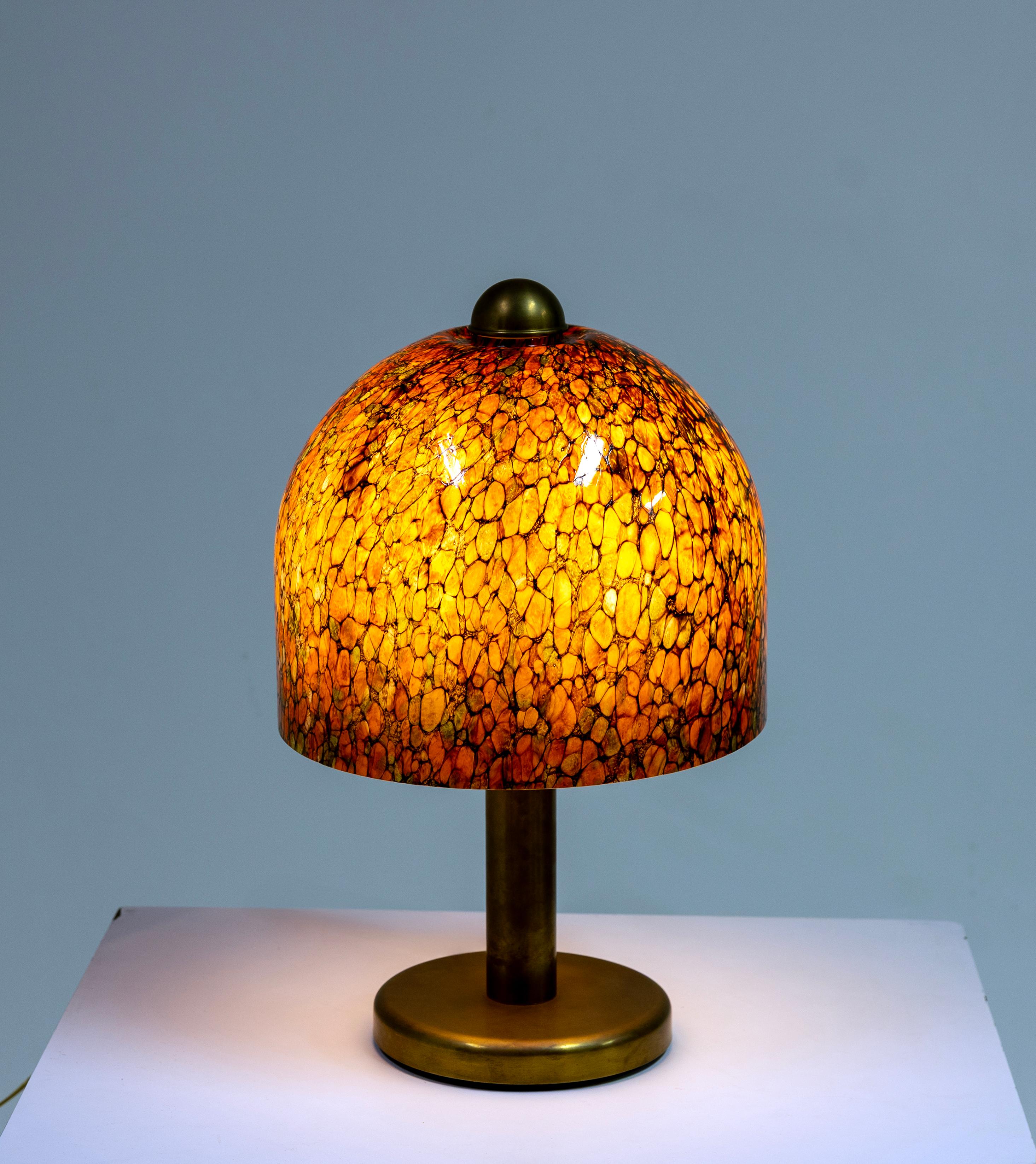 Pair of Peil & Putzler Glass and Brass Table Lamps, Germany 1970s, Murano For Sale 4