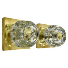 Pair of Peil & Putzler ice cube glass wall lamp , 1970s