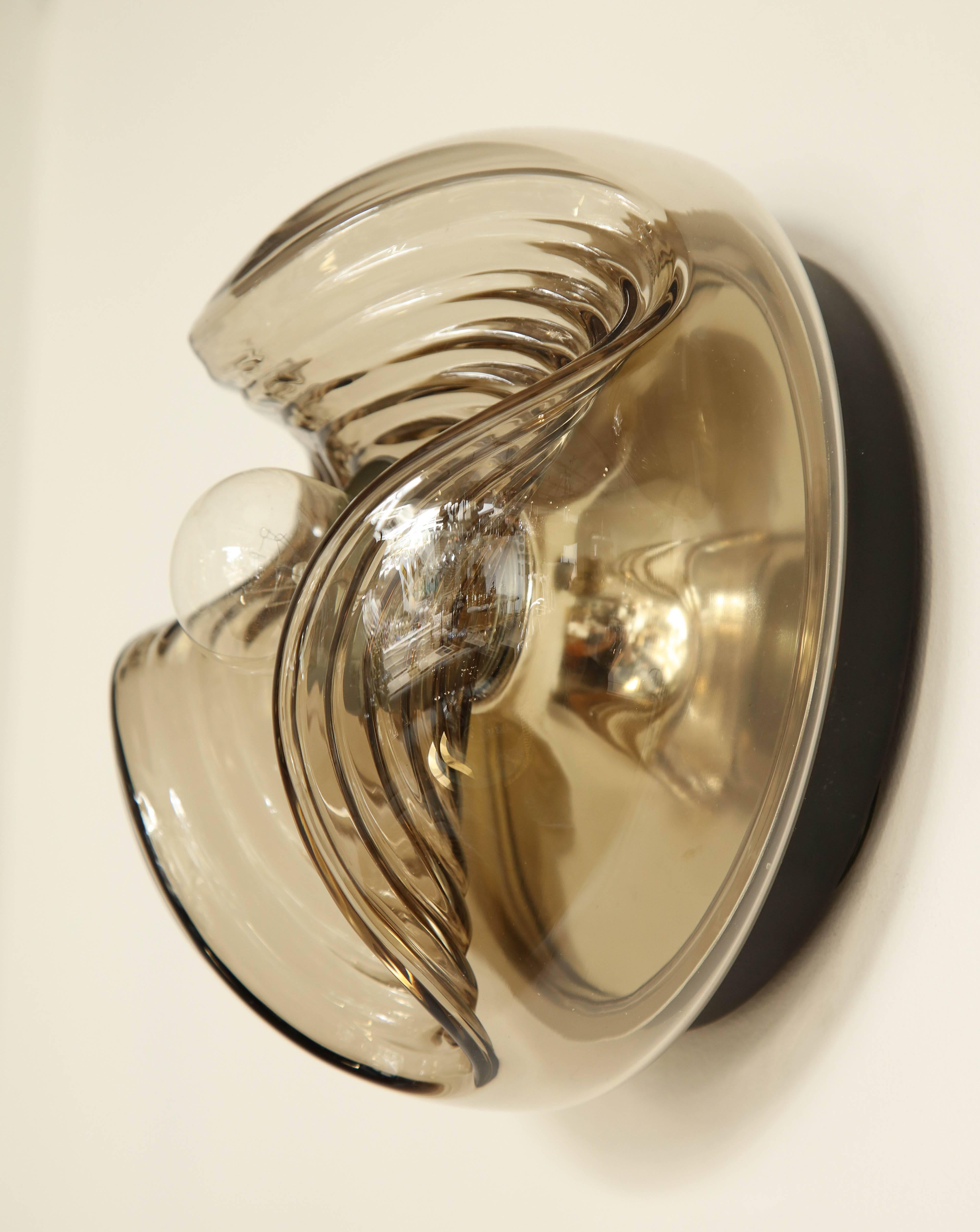 Glass Pair of Peill and Putzler Space Age Sconces
