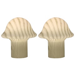 Pair of Peill & Putzler Glass Mushroom Table Lights Made in Germany 1960’s