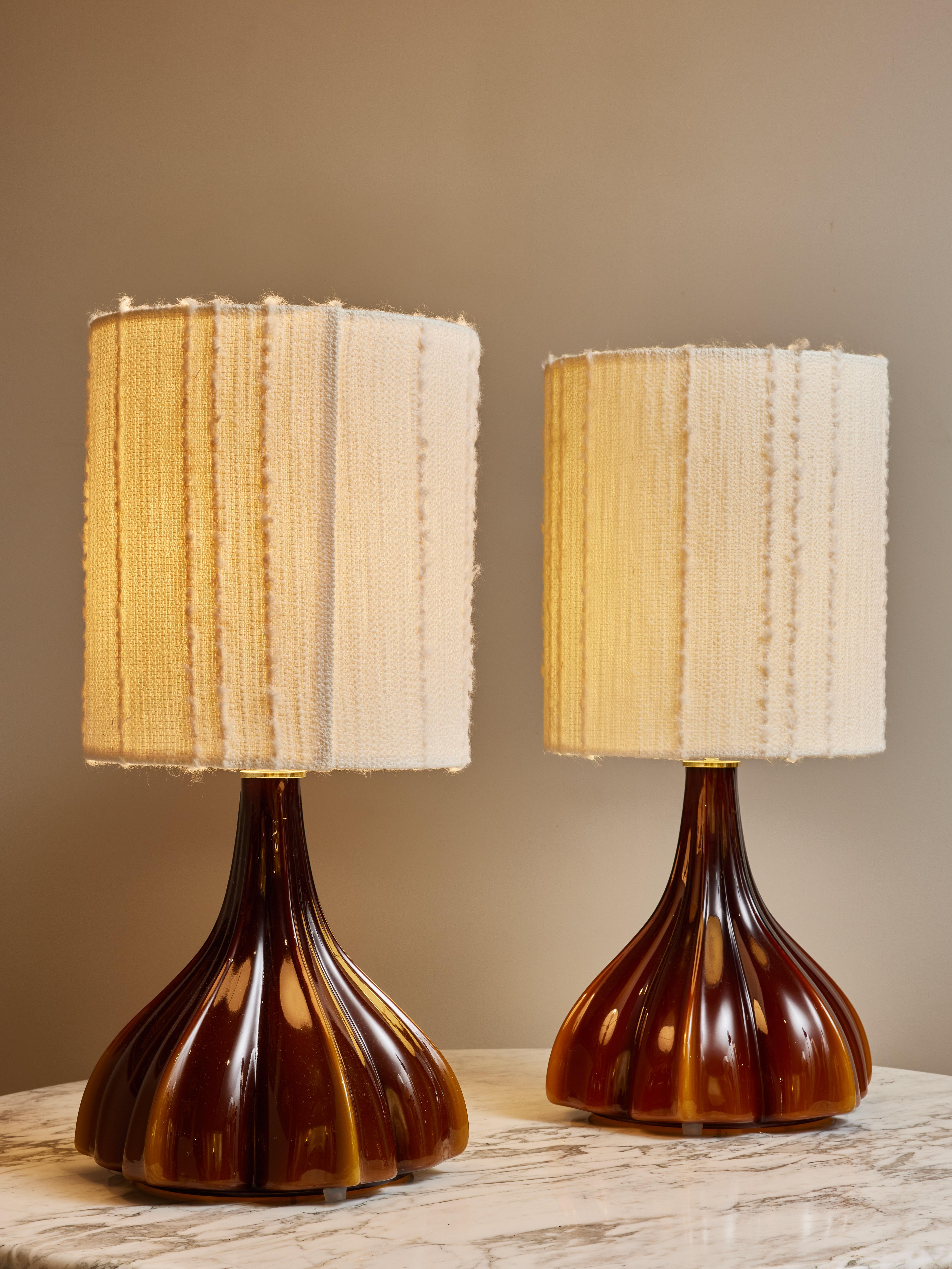 Mid-Century Modern Pair of Peill & Putzler Glass Table Lamps For Sale