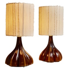 Retro Pair of Peill & Putzler Glass Table Lamps