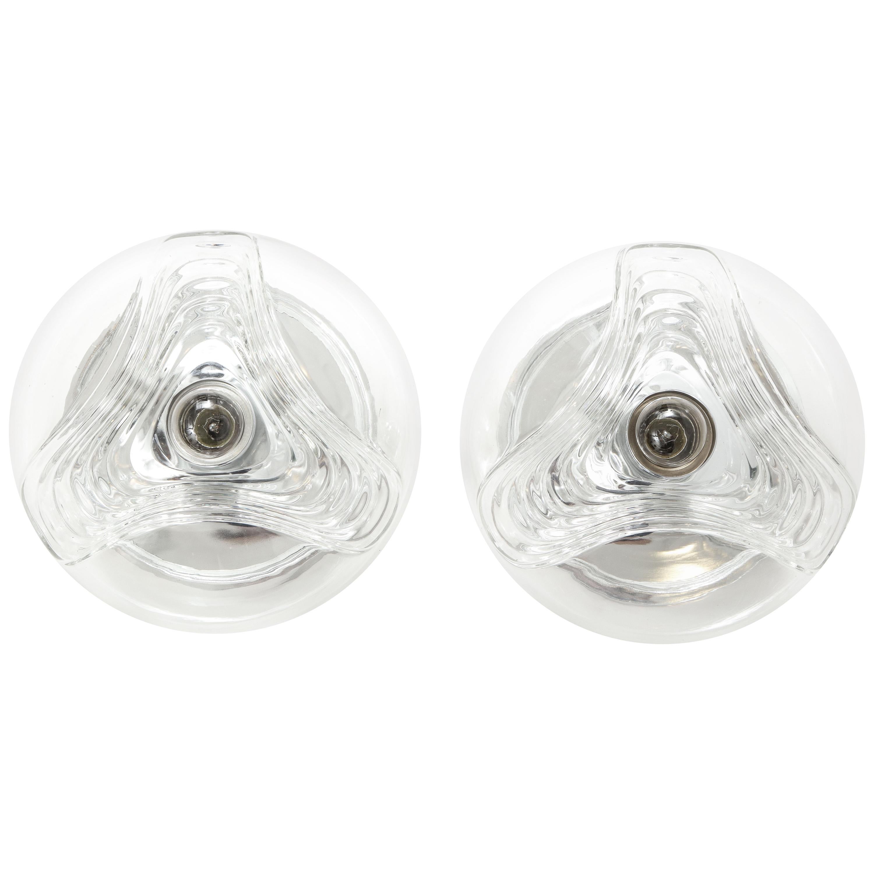 Pair of Peill 
Putzler Wave Sconces or Flush Mounts