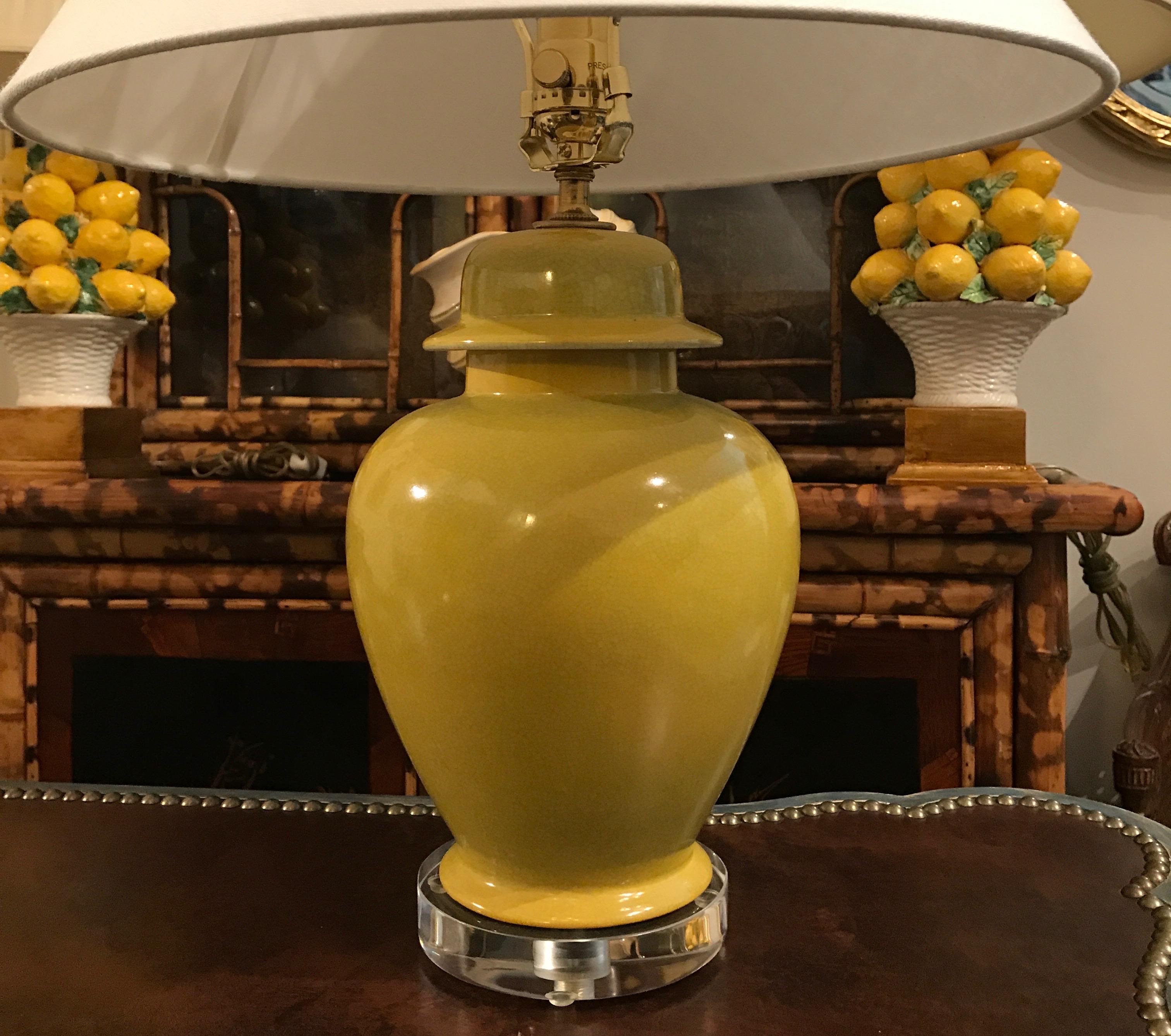 XIXe siècle Paire de lampes Pékin en forme de jaune pots de gingembre