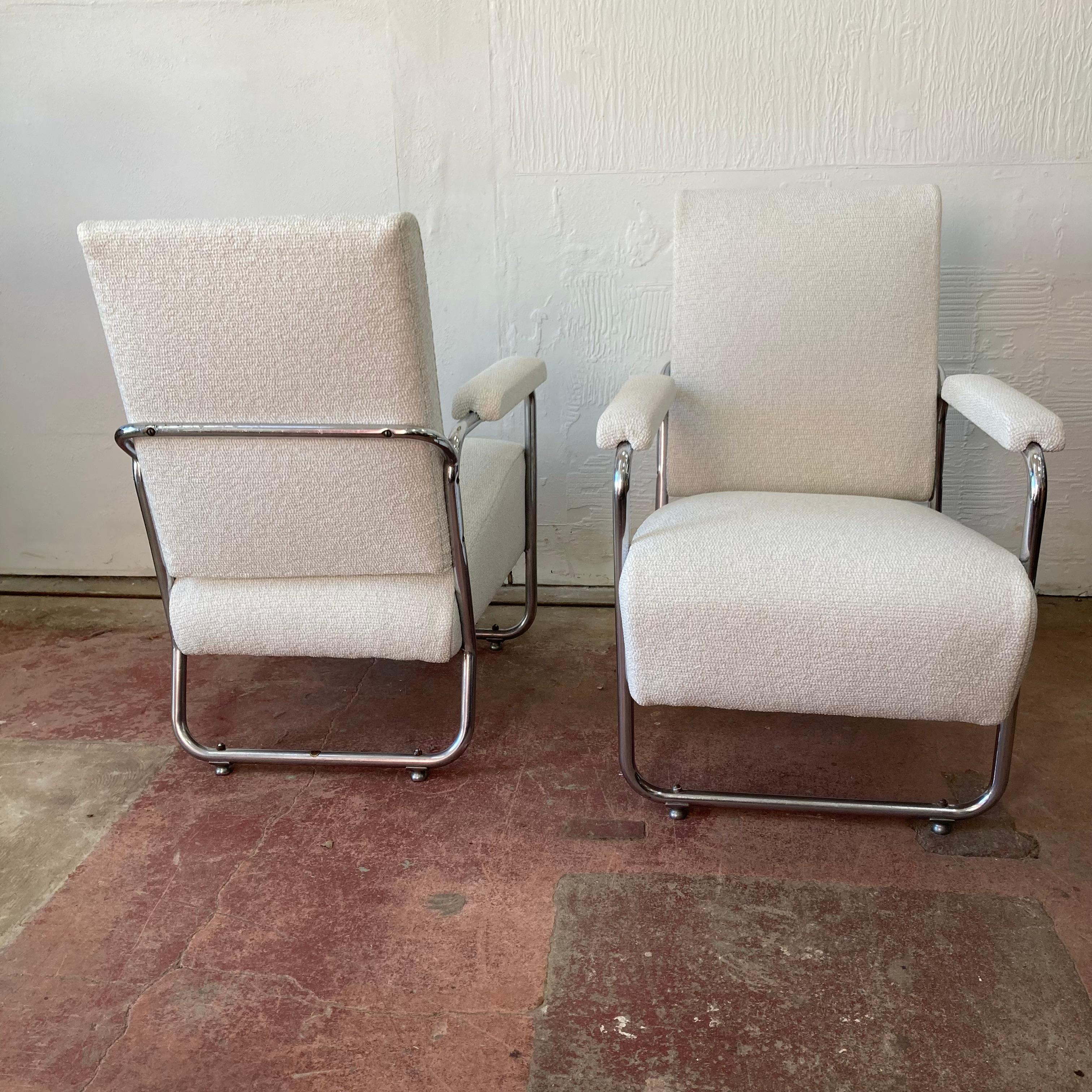 Pair of PEL tubular chrome lounge armchairs, English 1930s For Sale 4