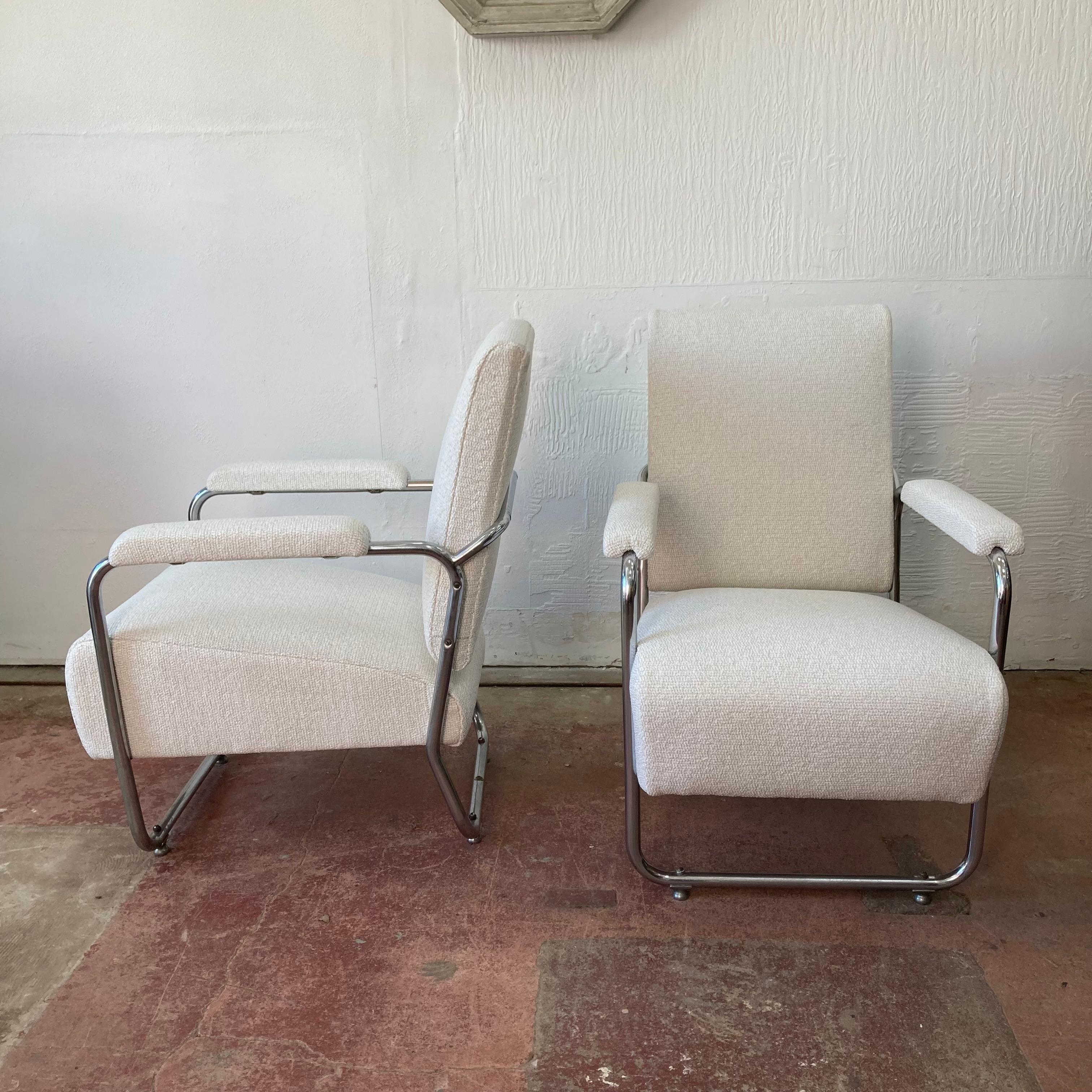 Pair of PEL tubular chrome lounge armchairs, English 1930s For Sale 6