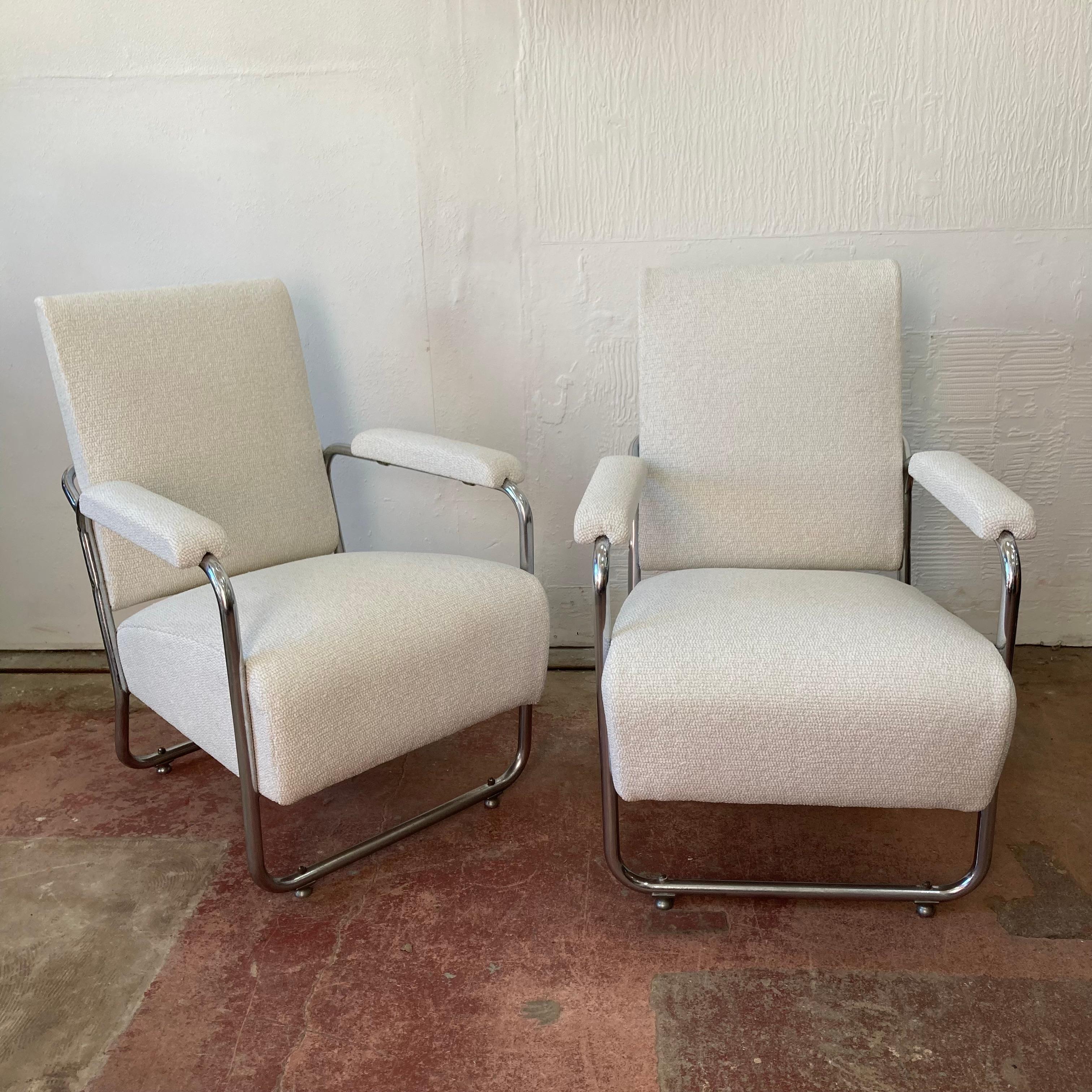 Pair of PEL tubular chrome lounge armchairs, English 1930s For Sale 7