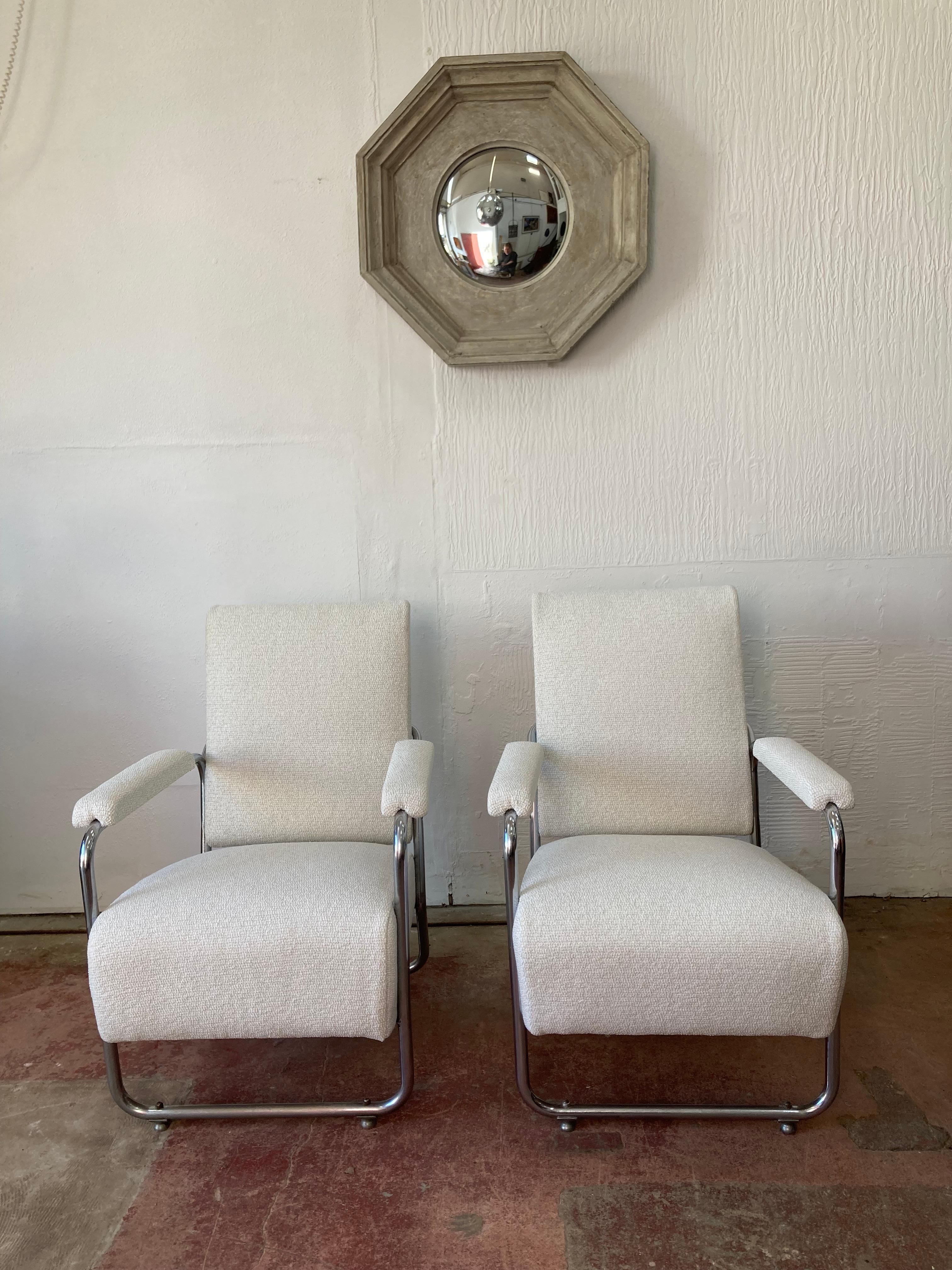 Pair of PEL tubular chrome lounge armchairs, English 1930s For Sale 9