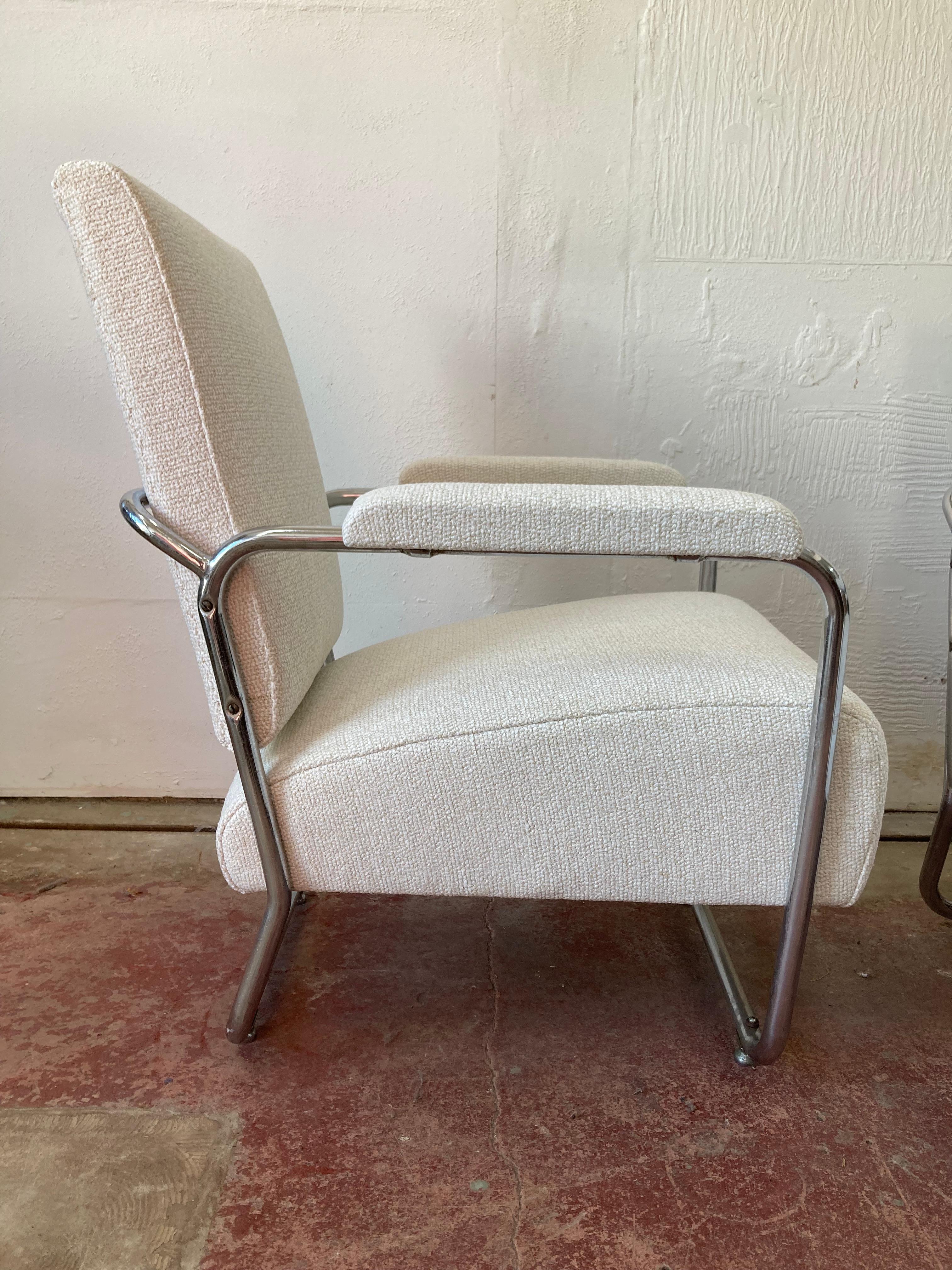 Pair of PEL tubular chrome lounge armchairs, English 1930s For Sale 1