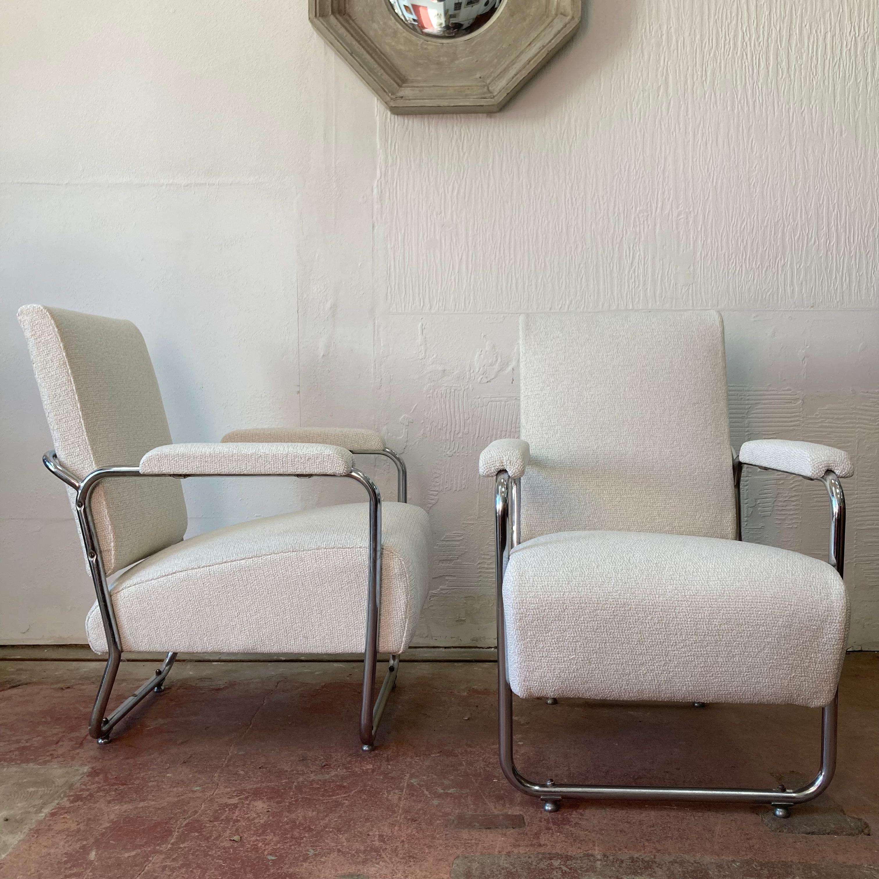 Pair of PEL tubular chrome lounge armchairs, English 1930s For Sale 3