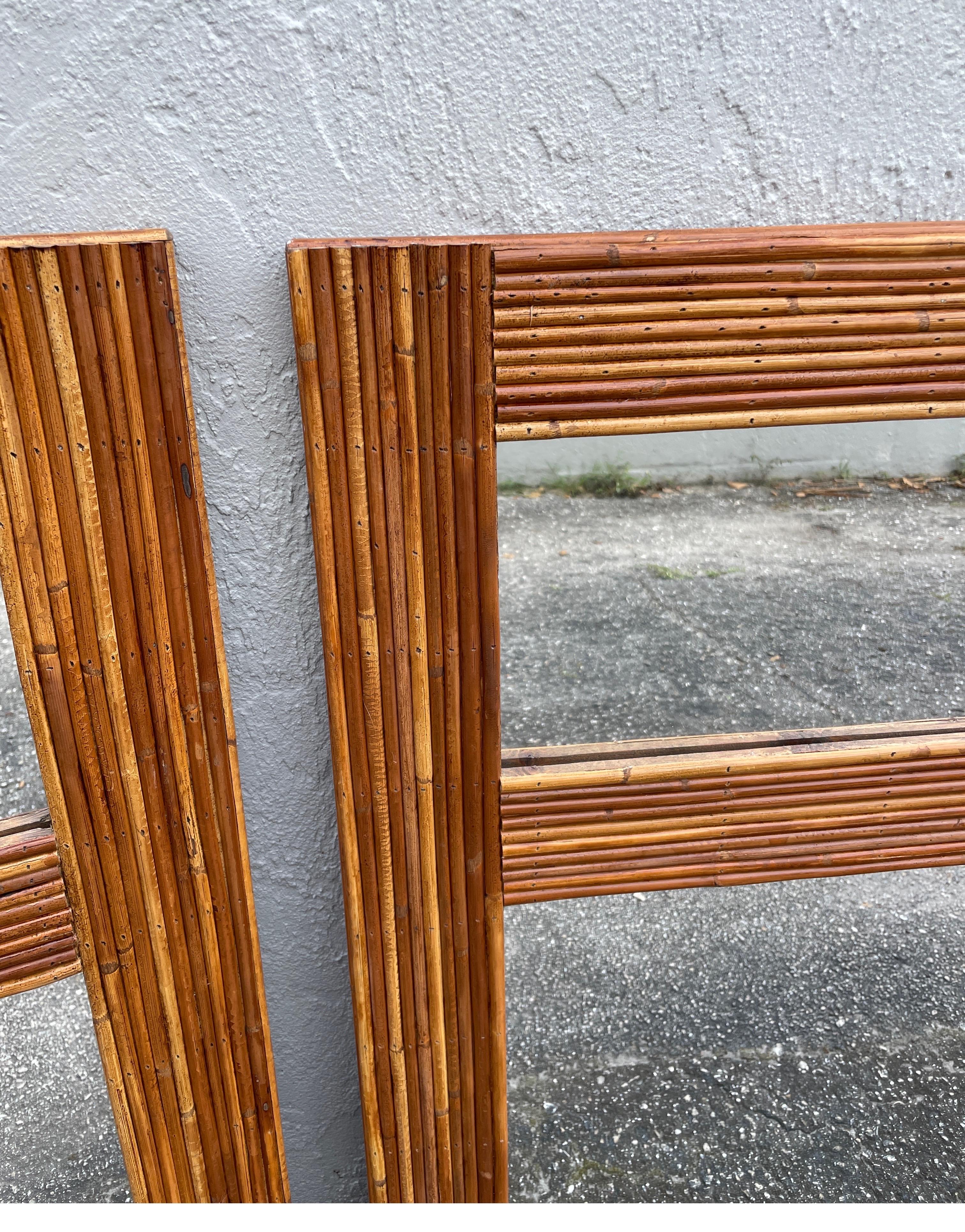 20th Century Pair of Pencil Bamboo Mirrors For Sale