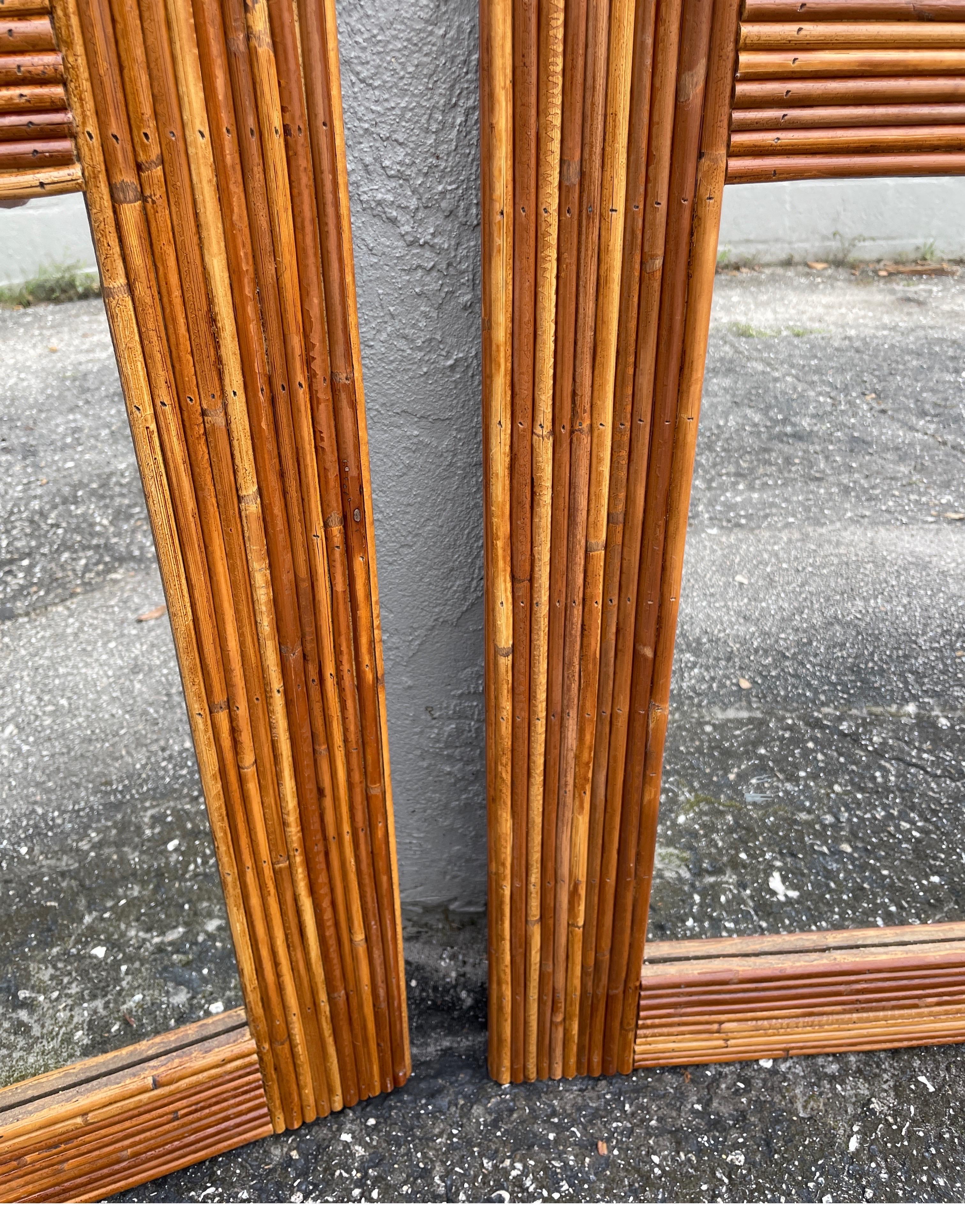 Pair of Pencil Bamboo Mirrors For Sale 1