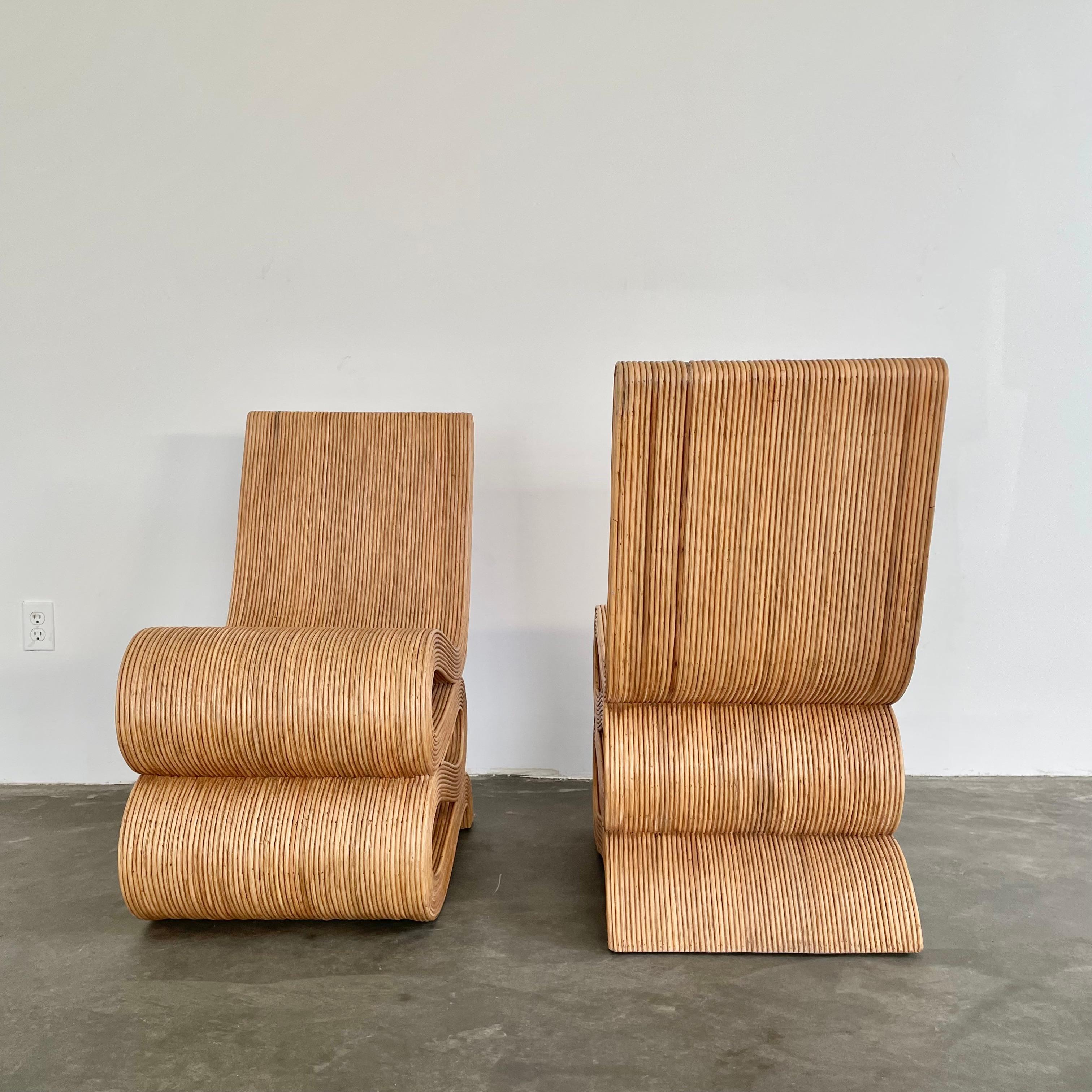 Pair of Pencil Rattan Chairs in the Style of Frank Gehry For Sale 2