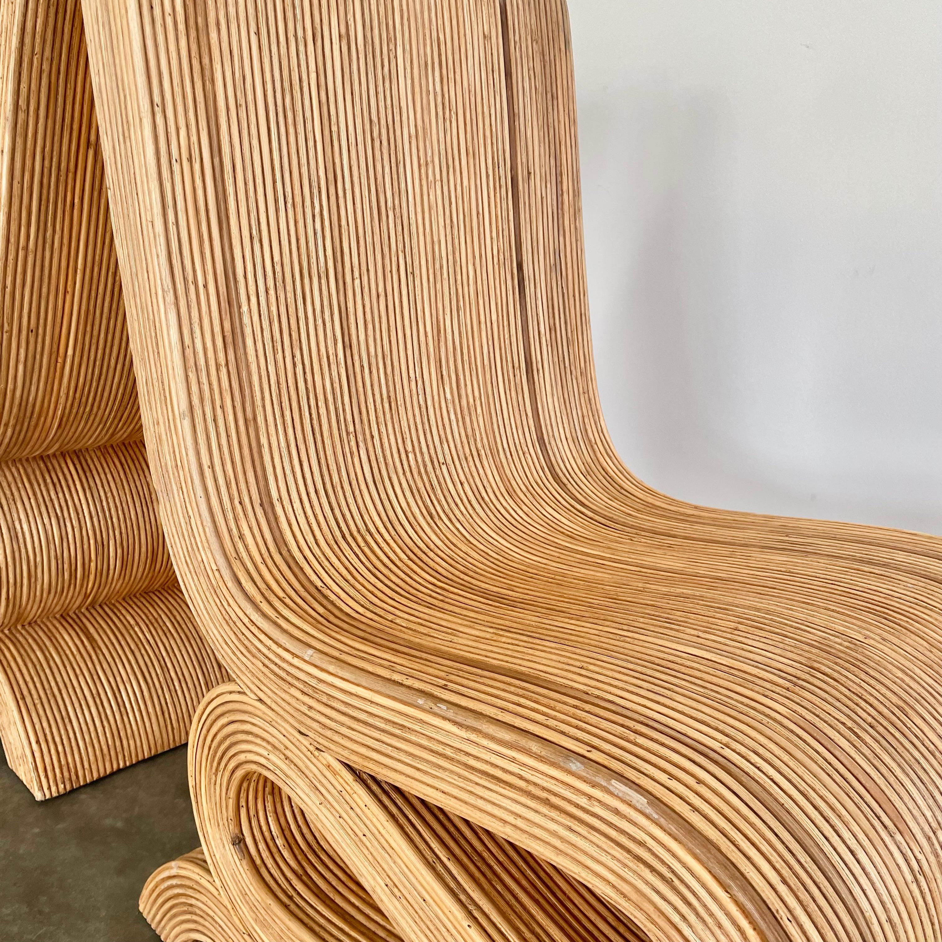Pair of Pencil Rattan Chairs in the Style of Frank Gehry For Sale 3
