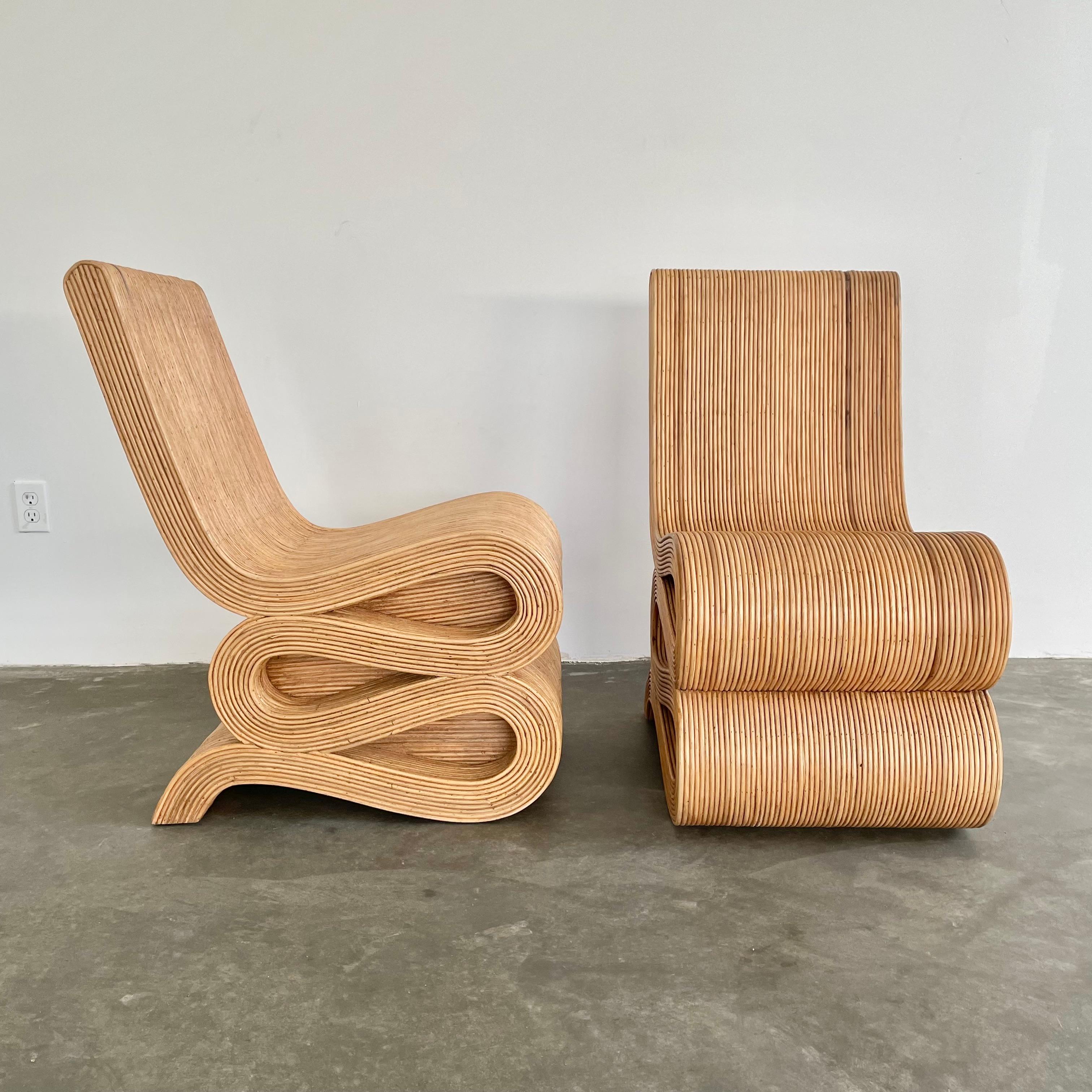 Paire de chaises en rotin en forme de crayon dans le style de Frank Gehry en vente 1