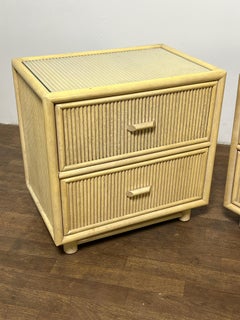 Coppia di comodini in canna a matita, circa anni '70