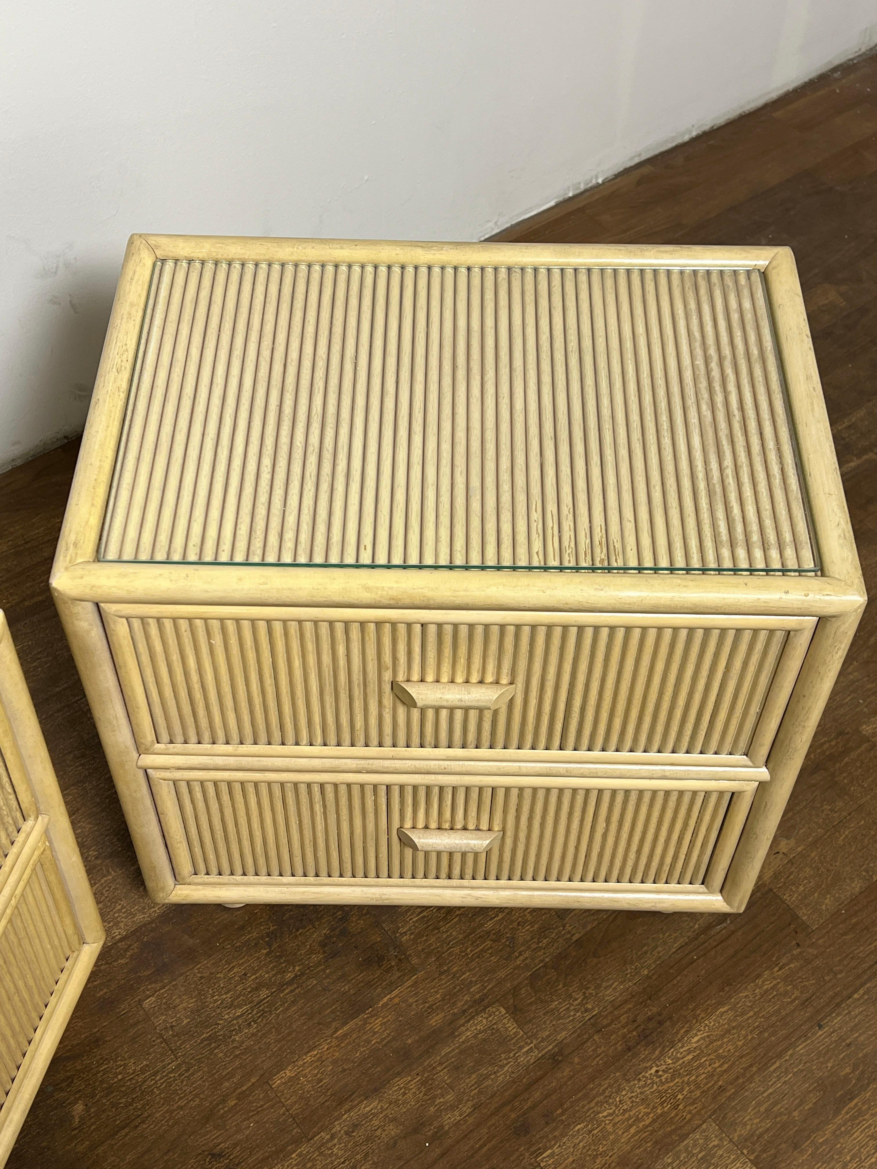 Pair of Pencil Reed Night Stands Circa 1970s For Sale 1
