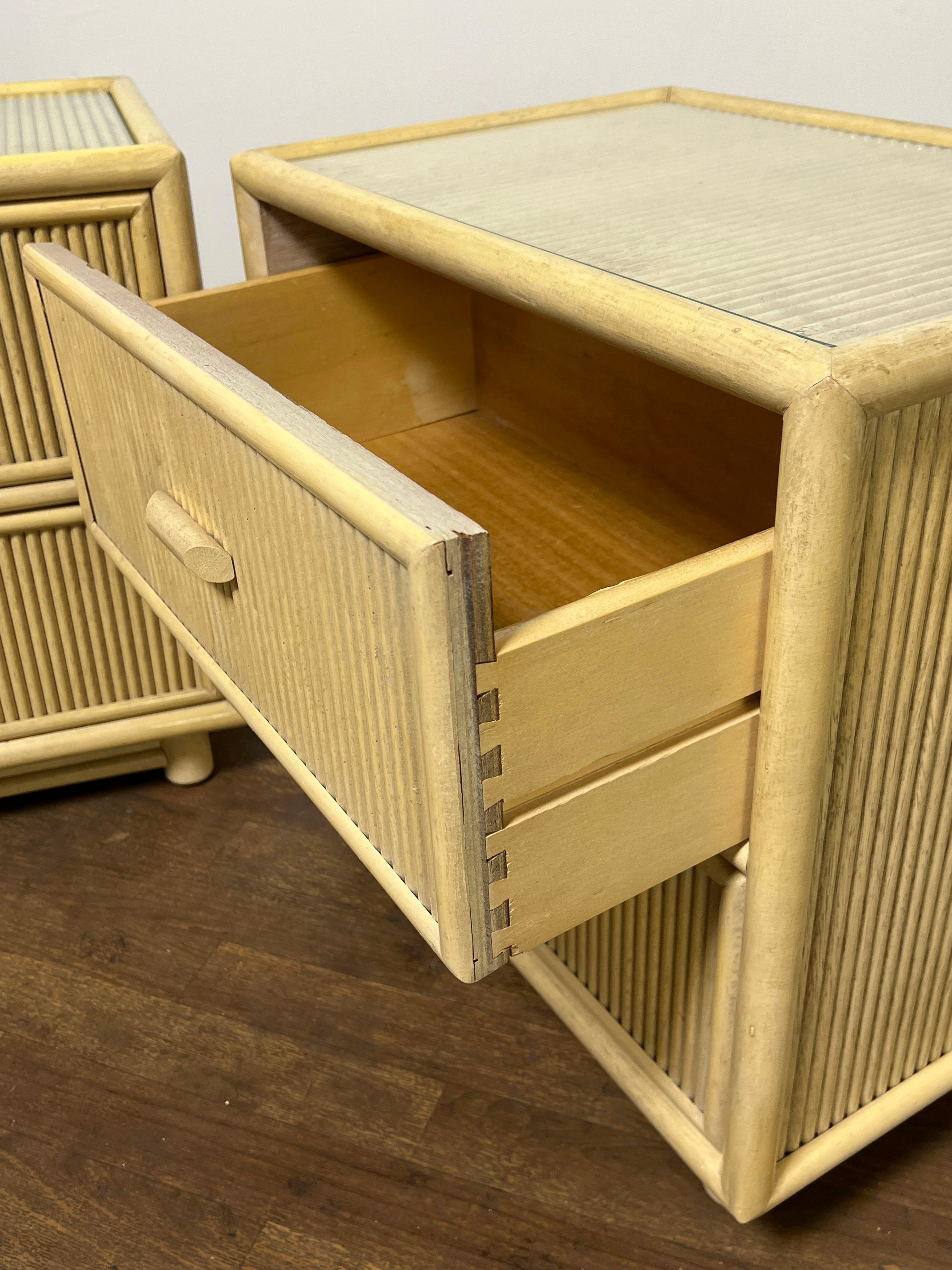 Pair of Pencil Reed Night Stands Circa 1970s For Sale 2