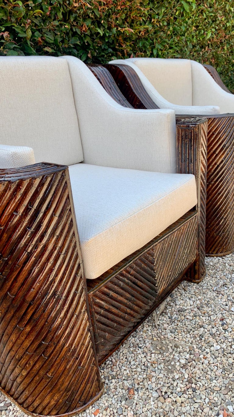 Pair of Pencil Reed Rattan Chairs For Sale at 1stDibs