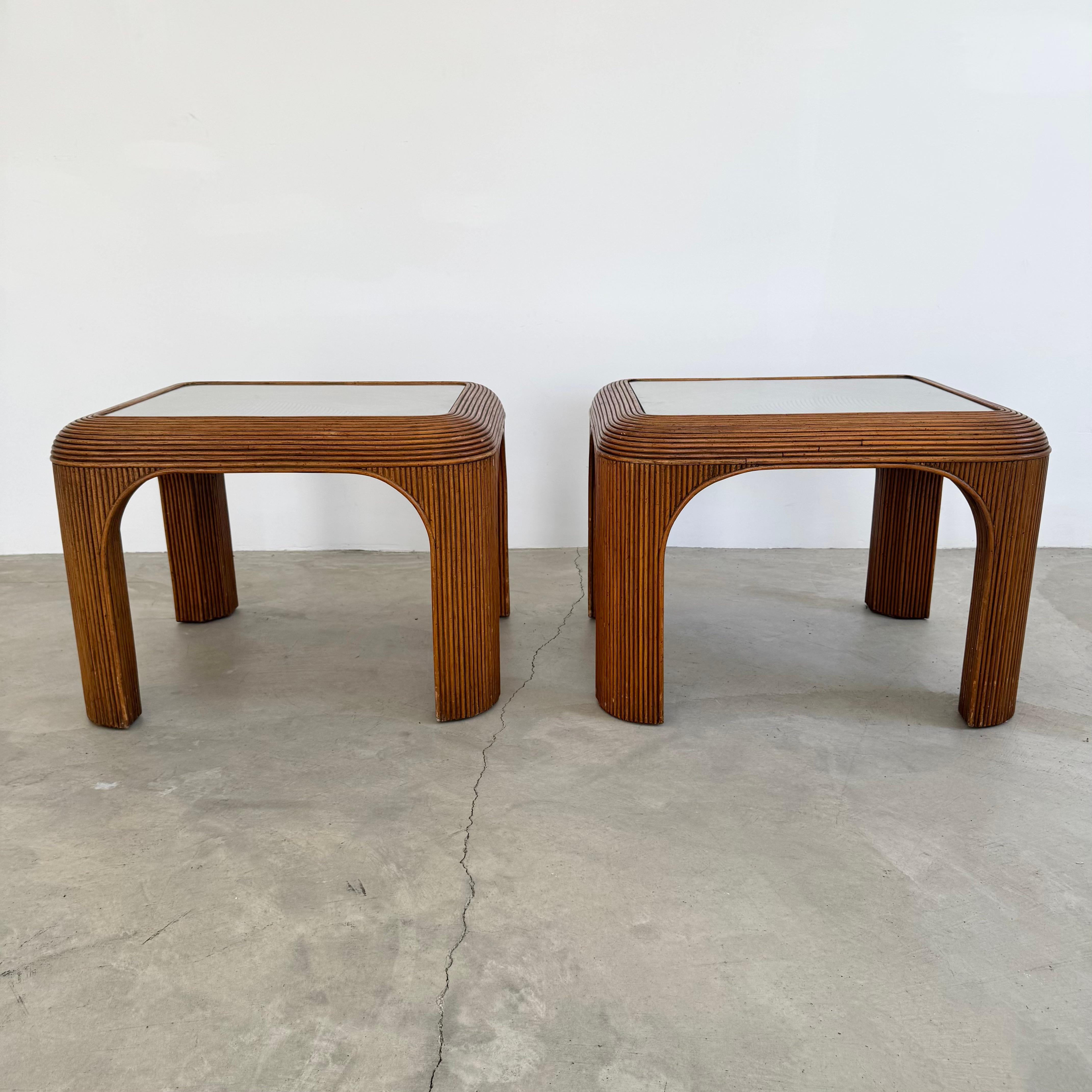Pair of Pencil Reed Side Tables, 1970s United States For Sale 3