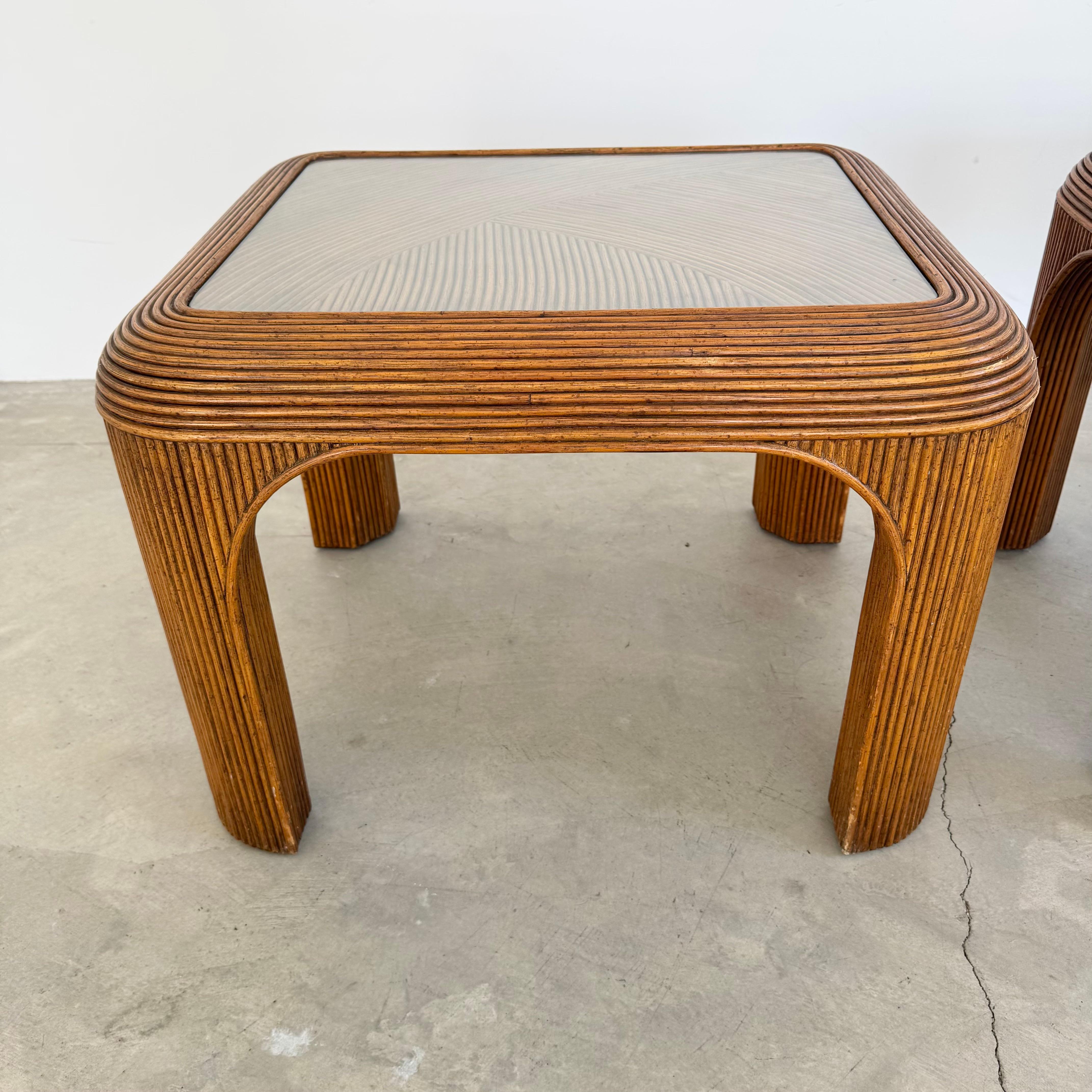 Pair of Pencil Reed Side Tables, 1970s United States For Sale 4