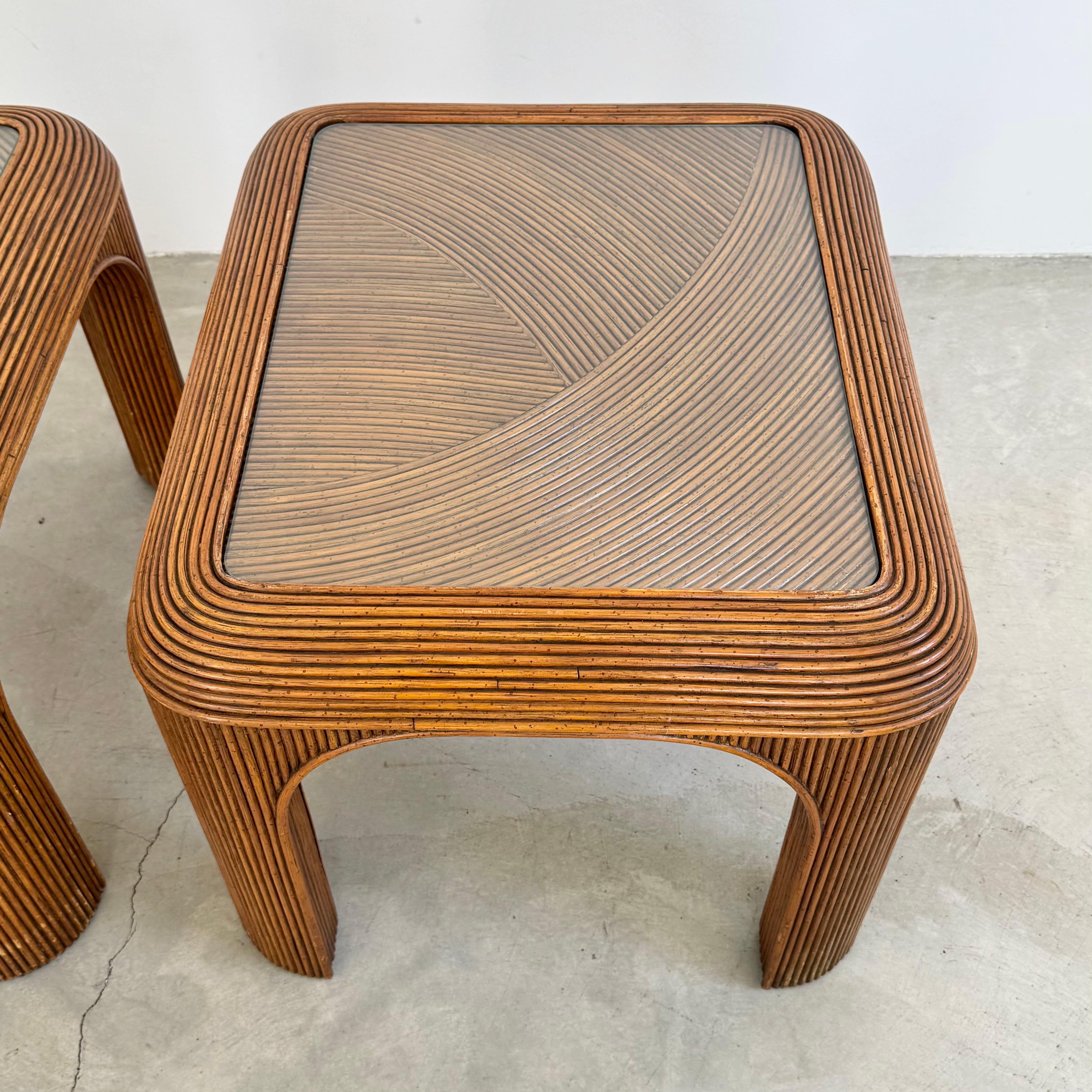 Pair of Pencil Reed Side Tables, 1970s United States For Sale 2