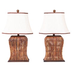 Pair of Pencil Reed Table Lamps