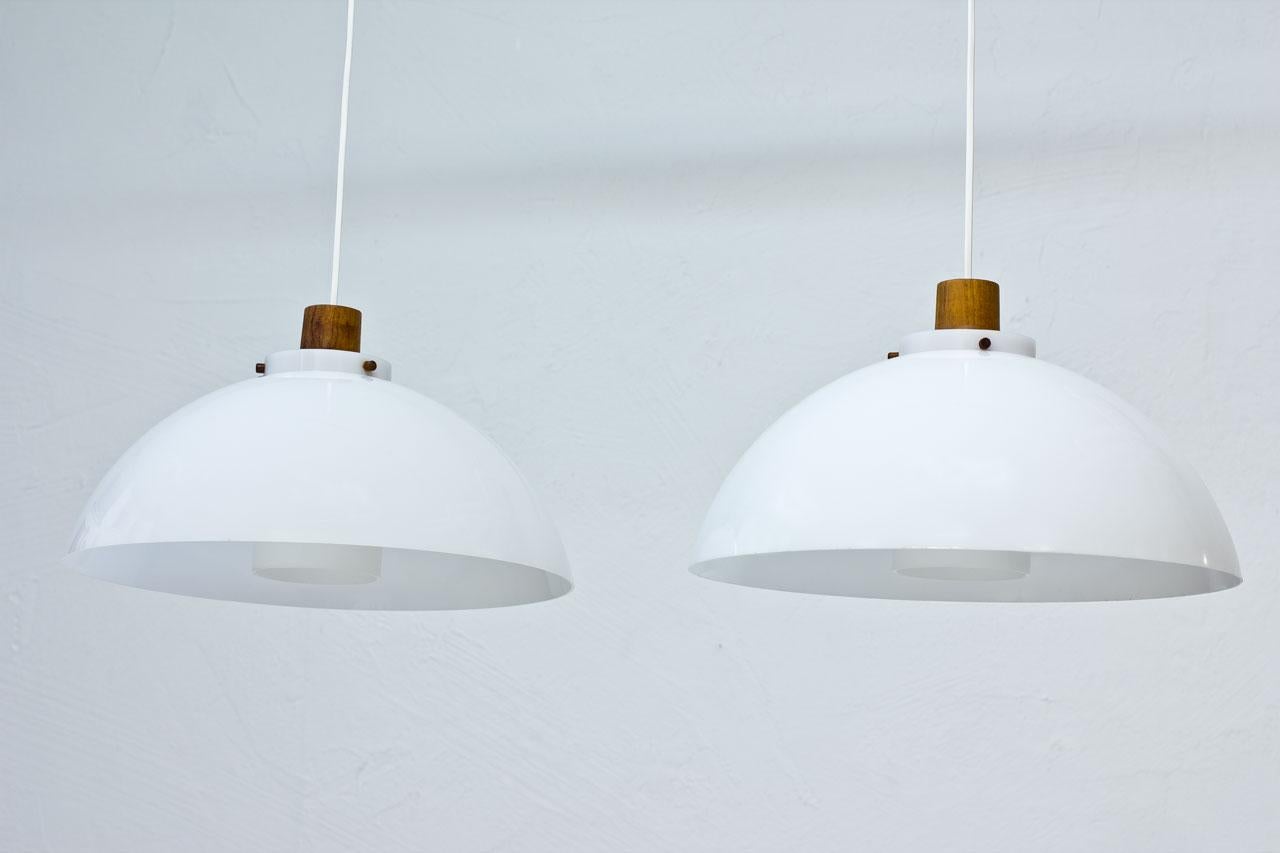 Swedish Pair of Pendant Lamps by Luxus, Sweden, 1950s