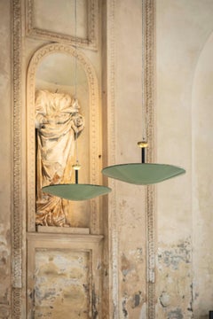 Mid-Century Modern Green & Gold Pendant Lamps, Italy, 1950s