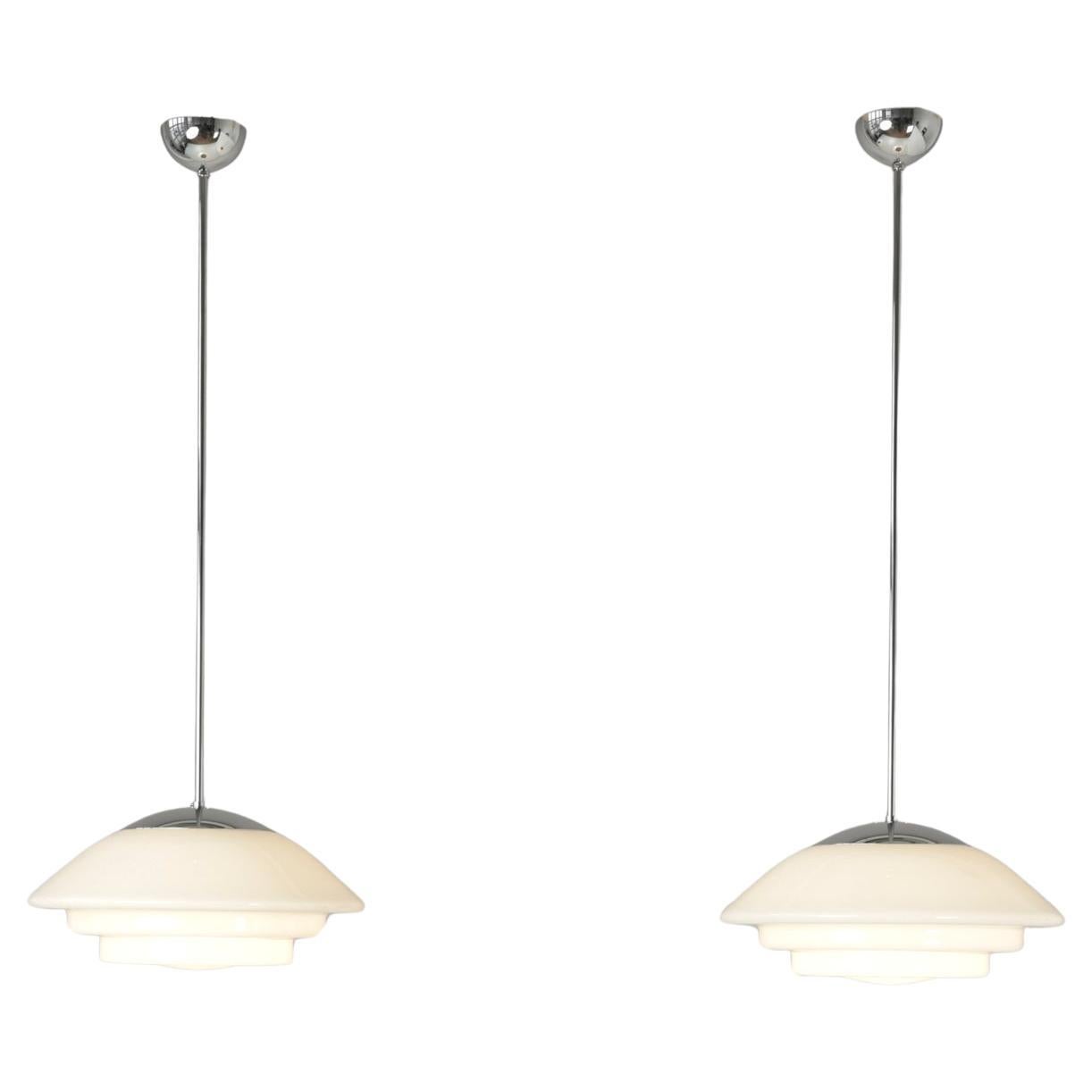 Pair of Pendant Lamps in Milk Glass, Germany - 1935 For Sale