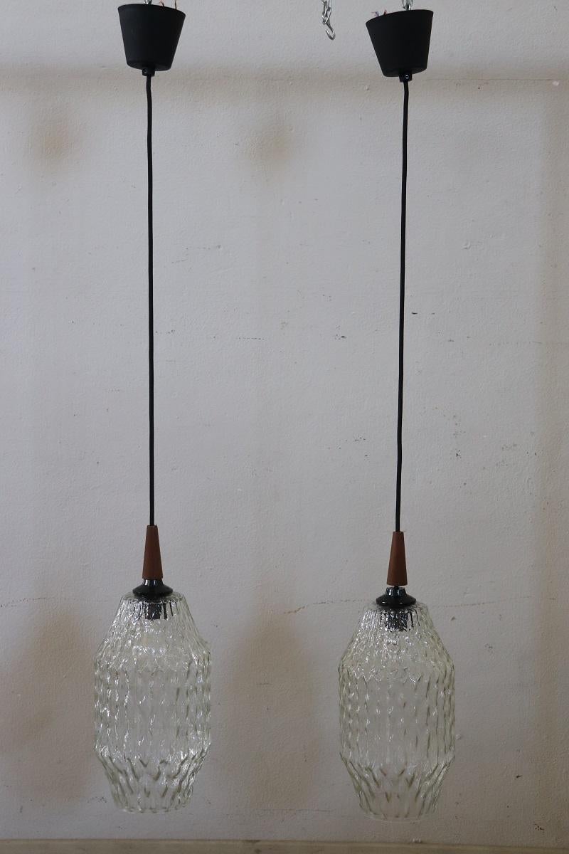Pair of Pendant Lamps in Murano Glass, Italy 1960s Italiano en venta