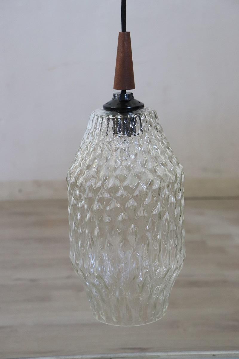 Pair of Pendant Lamps in Murano Glass, Italy 1960s mediados del siglo XX en venta