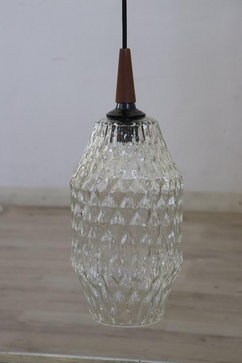 Pair of Pendant Lamps in Murano Glass, Italy 1960s Cristal de Murano en venta