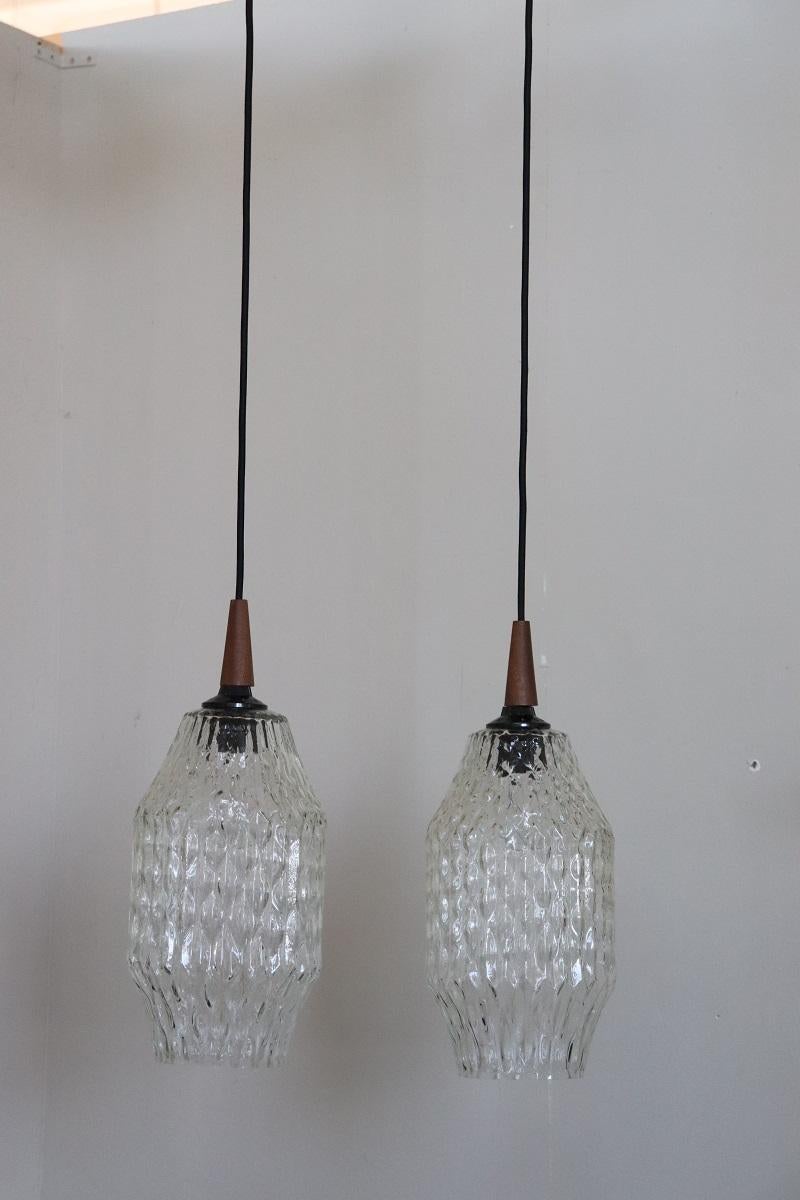Pair of Pendant Lamps in Murano Glass, Italy 1960s en venta 1