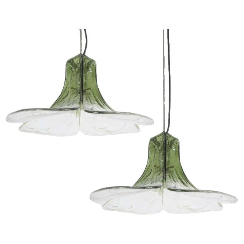 Pair of Pendant Lamps Model LS185 by Carlo Nason for Mazzega, 1970s For Sale