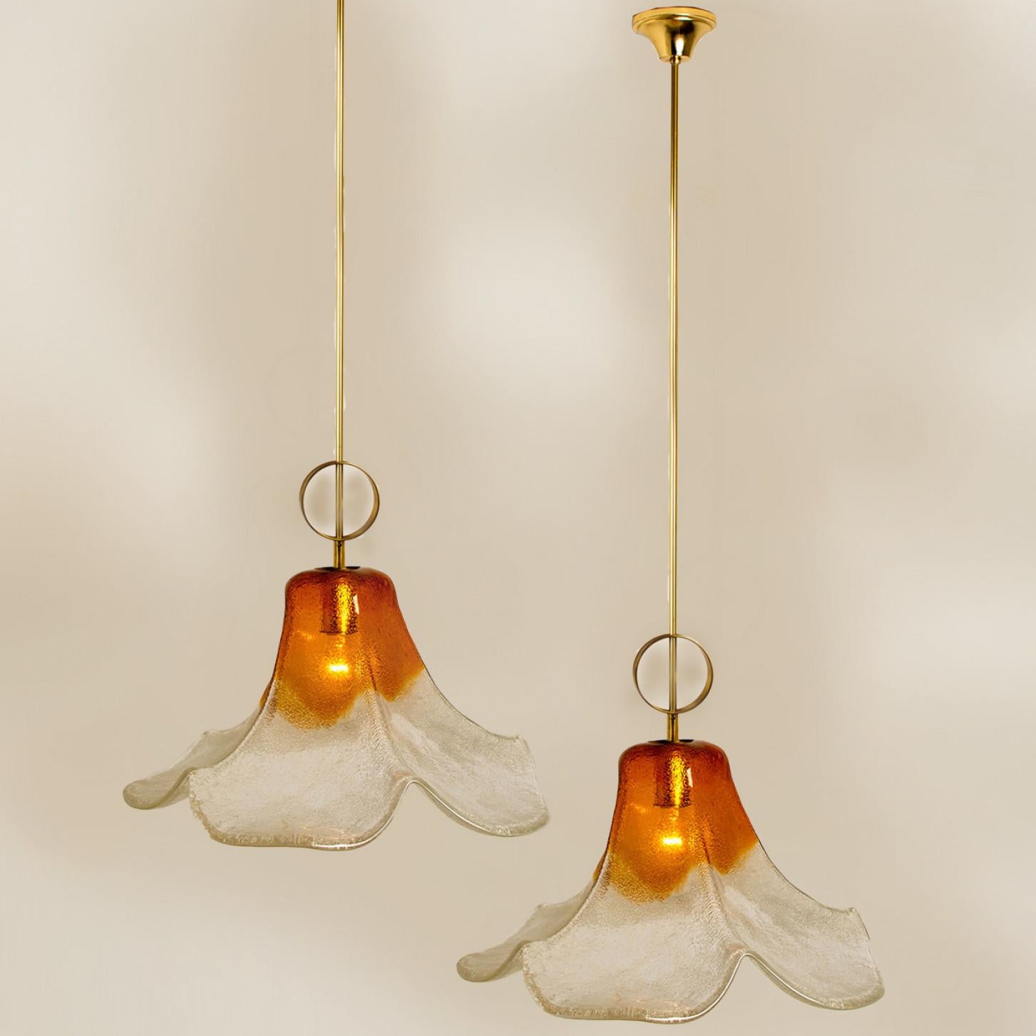 Metal Pair of Pendant Lamps Model LS185 by Carlo Nason for Mazzega For Sale