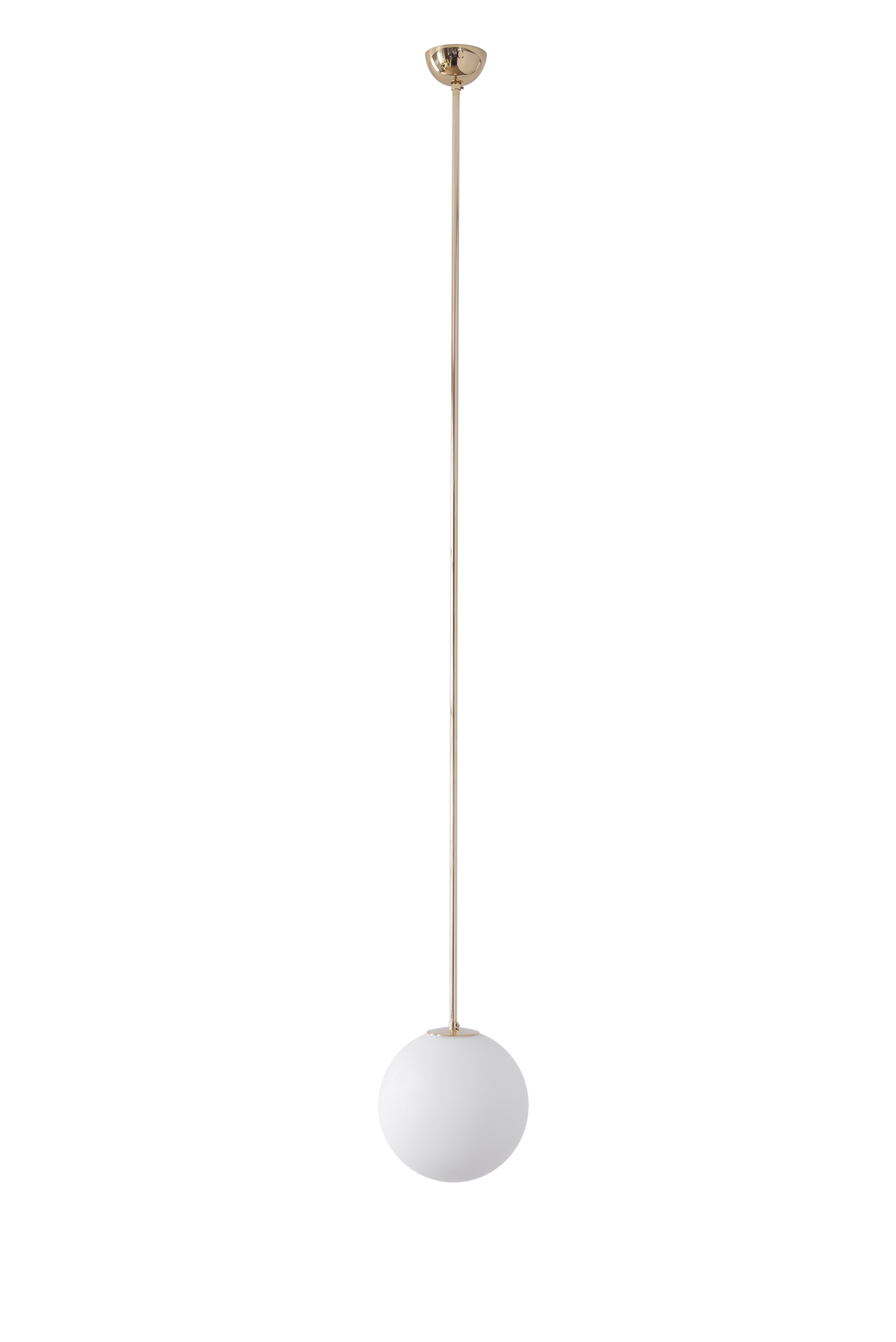 Pair of pendants 06 by Magic Circus Editions.
Dimensions: D 25 x W 25 x H 150 cm, also available in H 90, 110, 130, 175, 190 cm.
Materials: brass, mouth blown glass.

All our lamps can be wired according to each country. If sold to the USA it