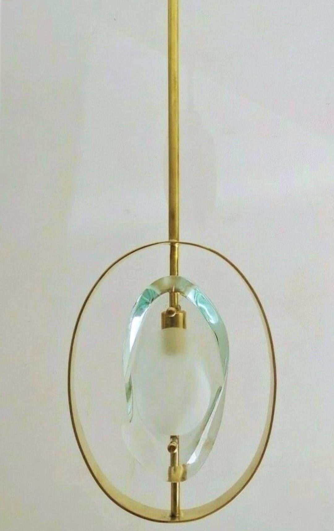Mid-Century Modern Pair of Pendants by Max Ingrand for Fontana Arte Model 1933, Italy, 1961