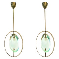 Paire de pendentifs de Max Ingrand pour Fontana Arte, modèle 1933, Italie, 1961
