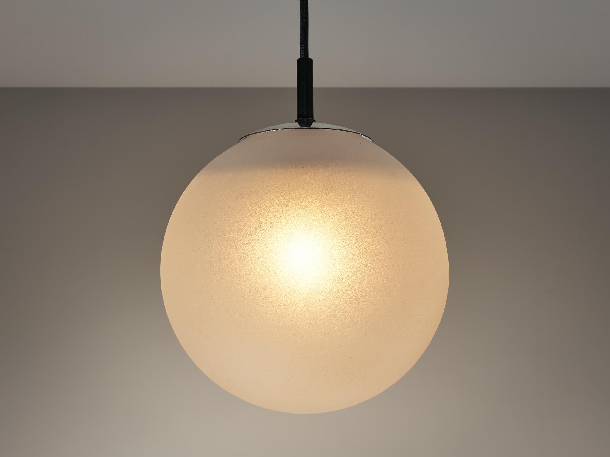 Late 20th Century RAAK Amsterdam Pendants with Satin Glass Orbs   For Sale